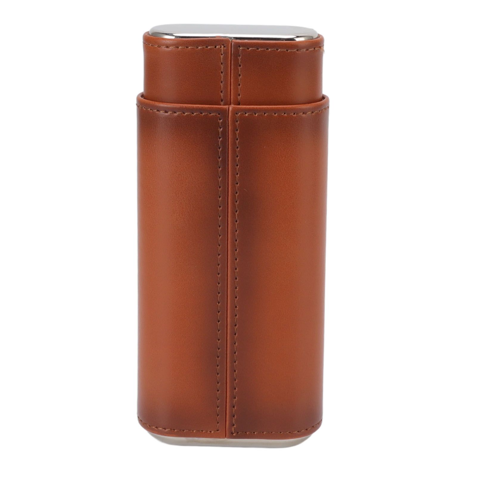 3 Finger Cigar Case Iron Cover Portable Soft Glossy Leather Cigar Holder Case with Cutter for Travel Brown - Image 7