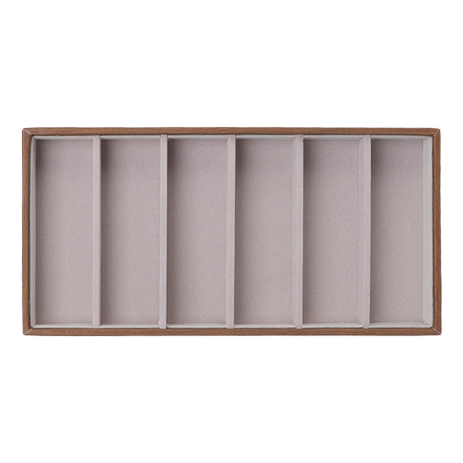 Eyeglass Display Organizer Wood Grain 6 Compartments Glasses Display Tray Sunglasses Storage Cases - Image 2