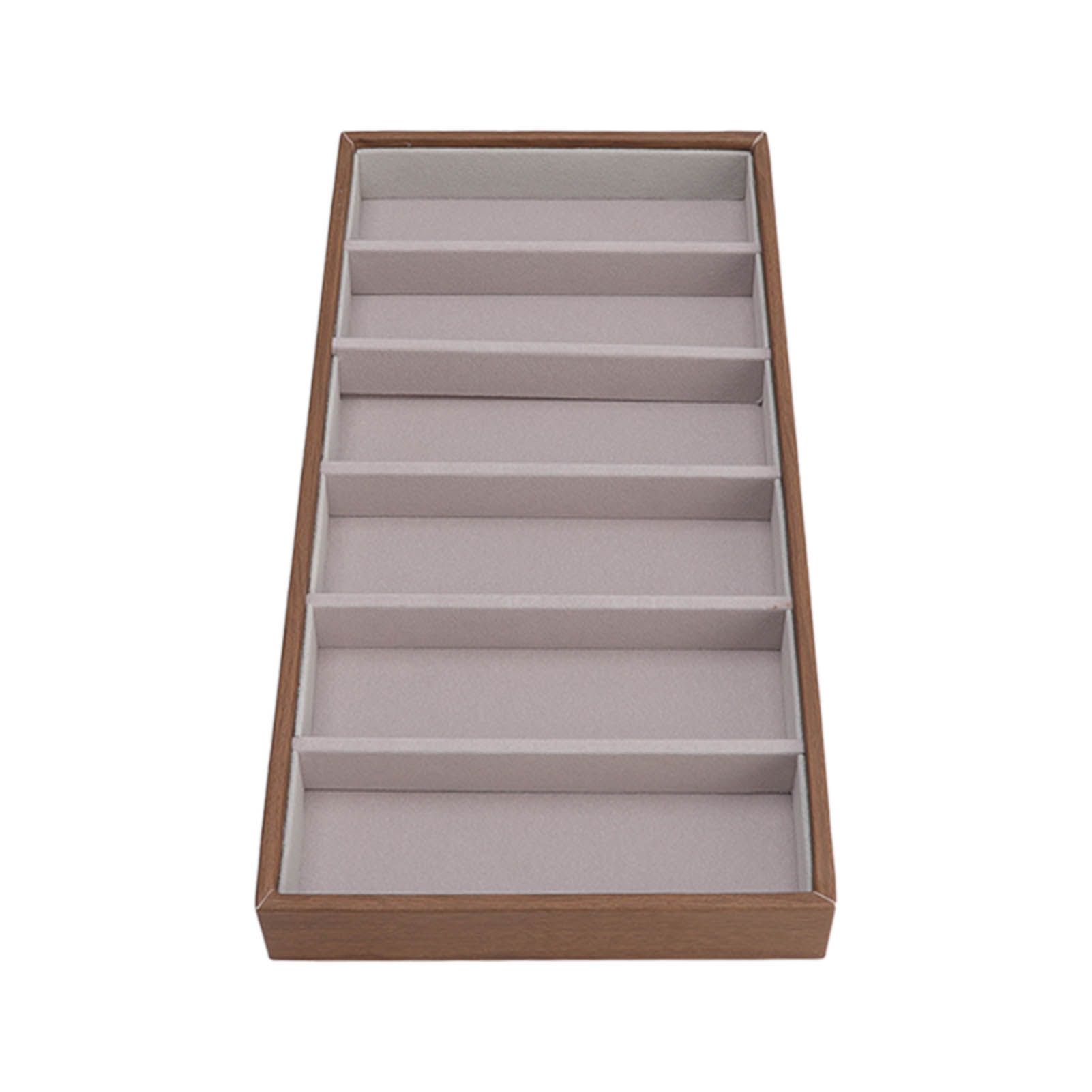 Eyeglass Display Organizer Wood Grain 6 Compartments Glasses Display Tray Sunglasses Storage Cases - Image 5