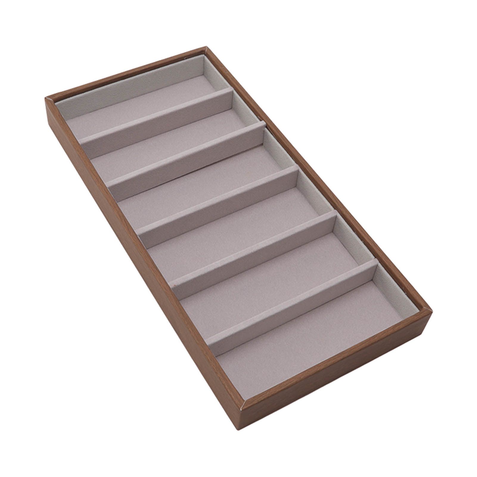 Eyeglass Display Organizer Wood Grain 6 Compartments Glasses Display Tray Sunglasses Storage Cases - Image 8