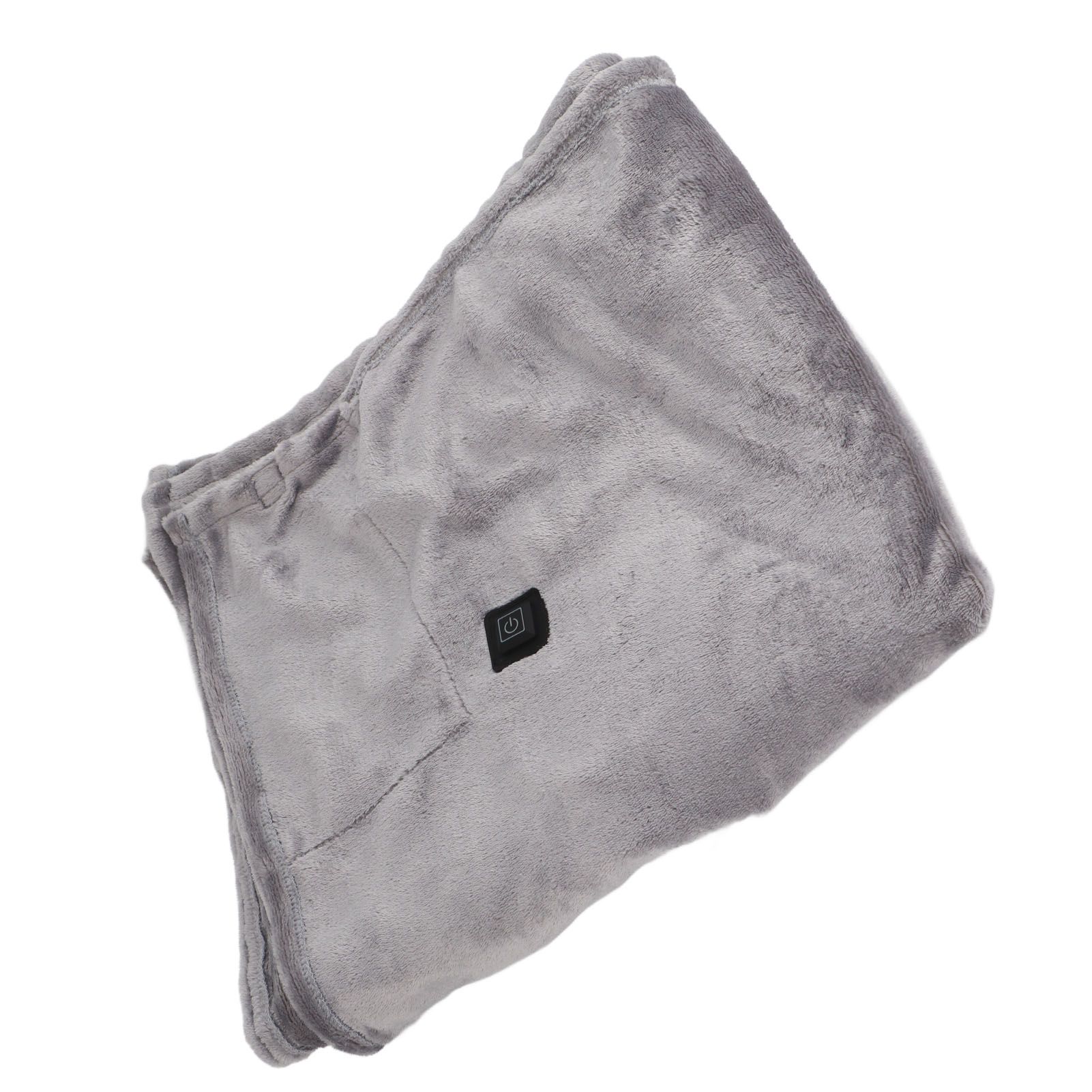 USB Heated Warm Shawl Lightweight Coral Flannel Electric Shoulder Blanket for Winter Light Gray - Image 3