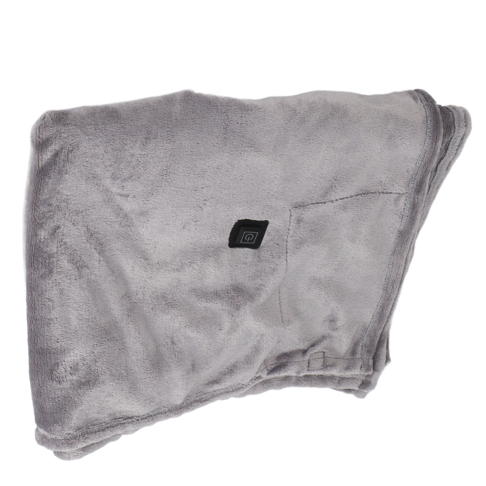 USB Heated Warm Shawl Lightweight Coral Flannel Electric Shoulder Blanket for Winter Light Gray - Image 6