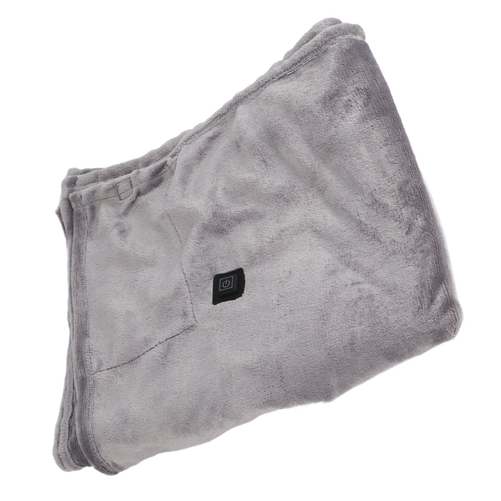 USB Heated Warm Shawl Lightweight Coral Flannel Electric Shoulder Blanket for Winter Light Gray - Image 8