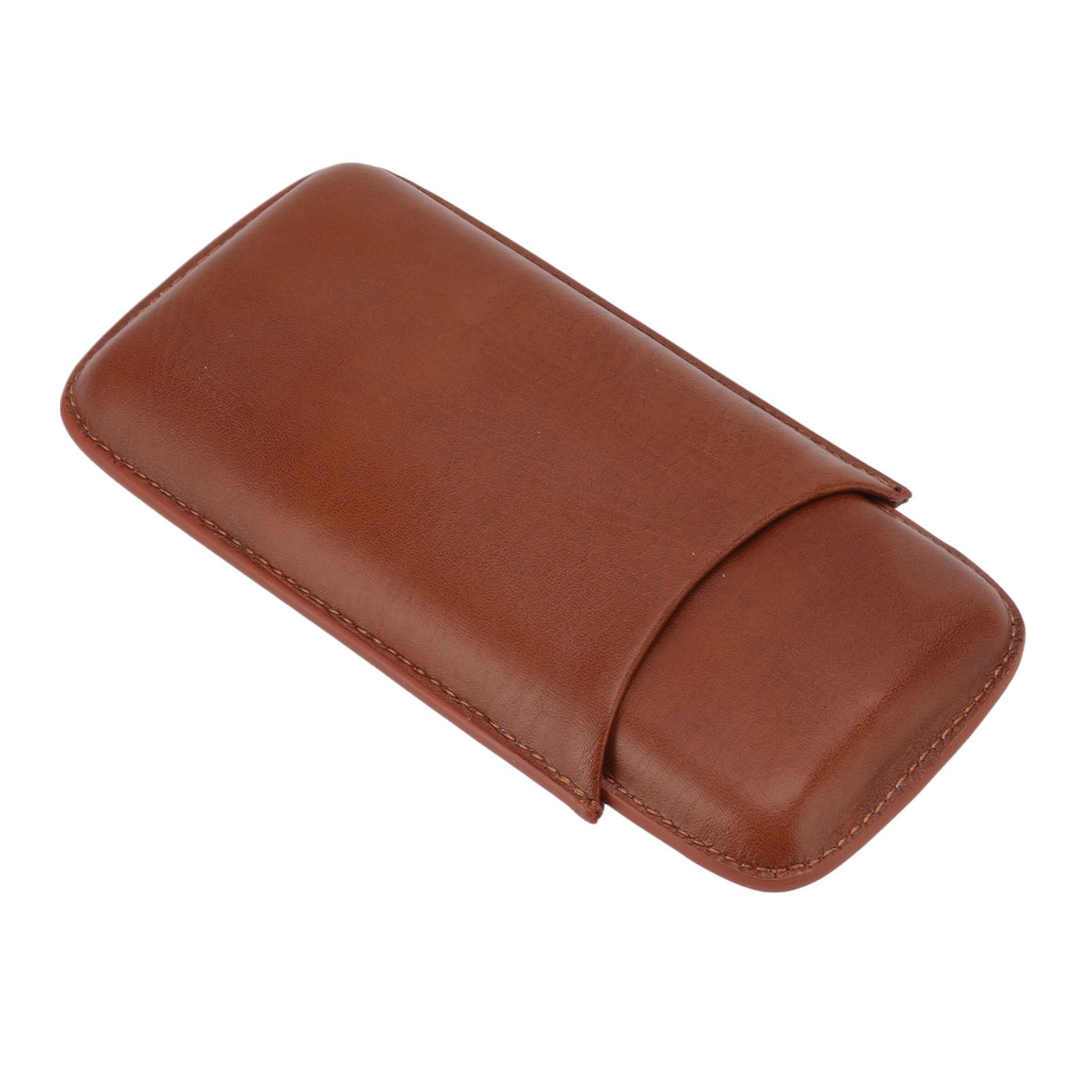 Portable Cigar Leather Case High Grade Leather Travel Portable Cigar Travel Bag Holder with Scissor Brown - Image 5