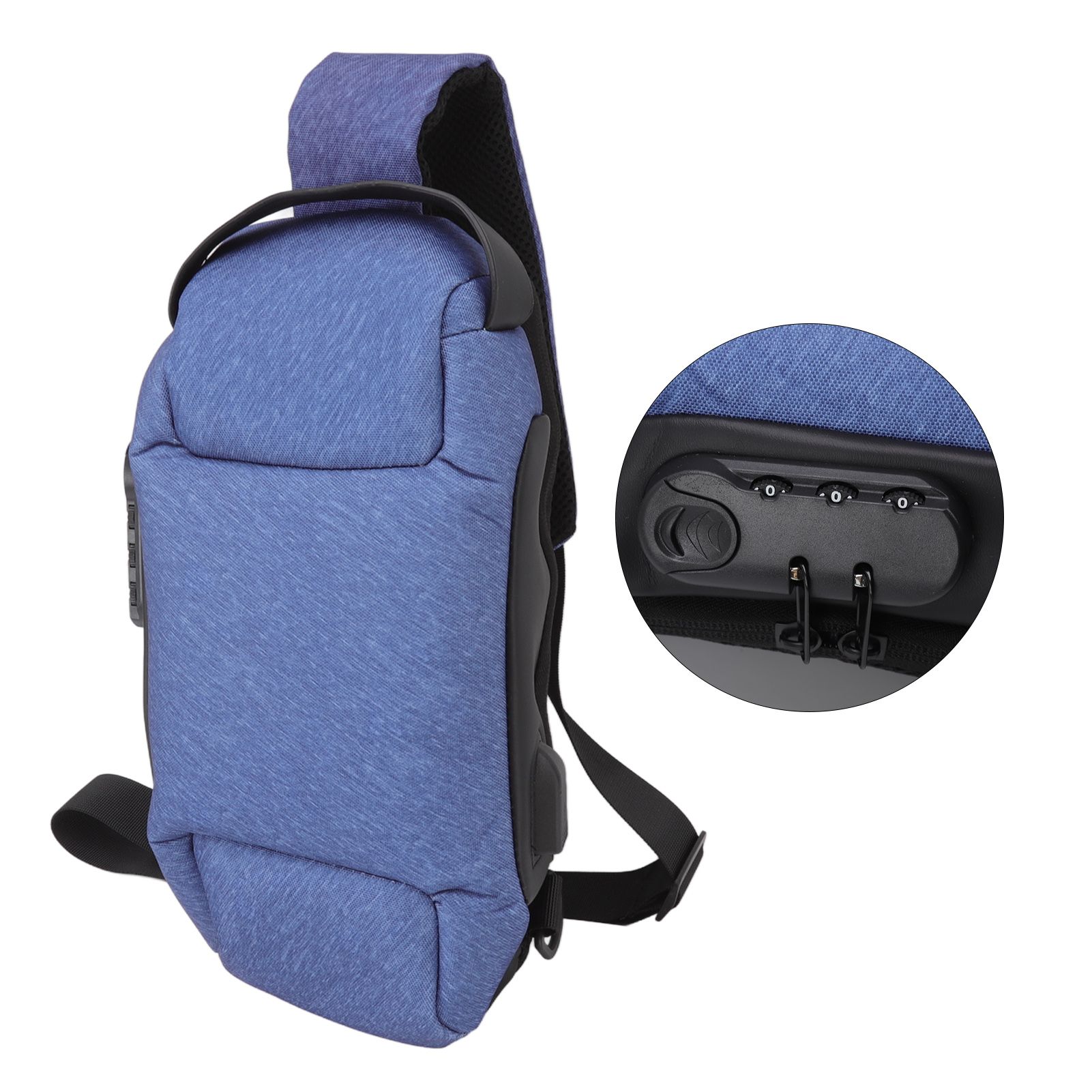 Sling Bag Waterproof Anti Theft with Combination Lock Anti Scratch Sports Single Shoulder Chest Bag Blue - Image 6