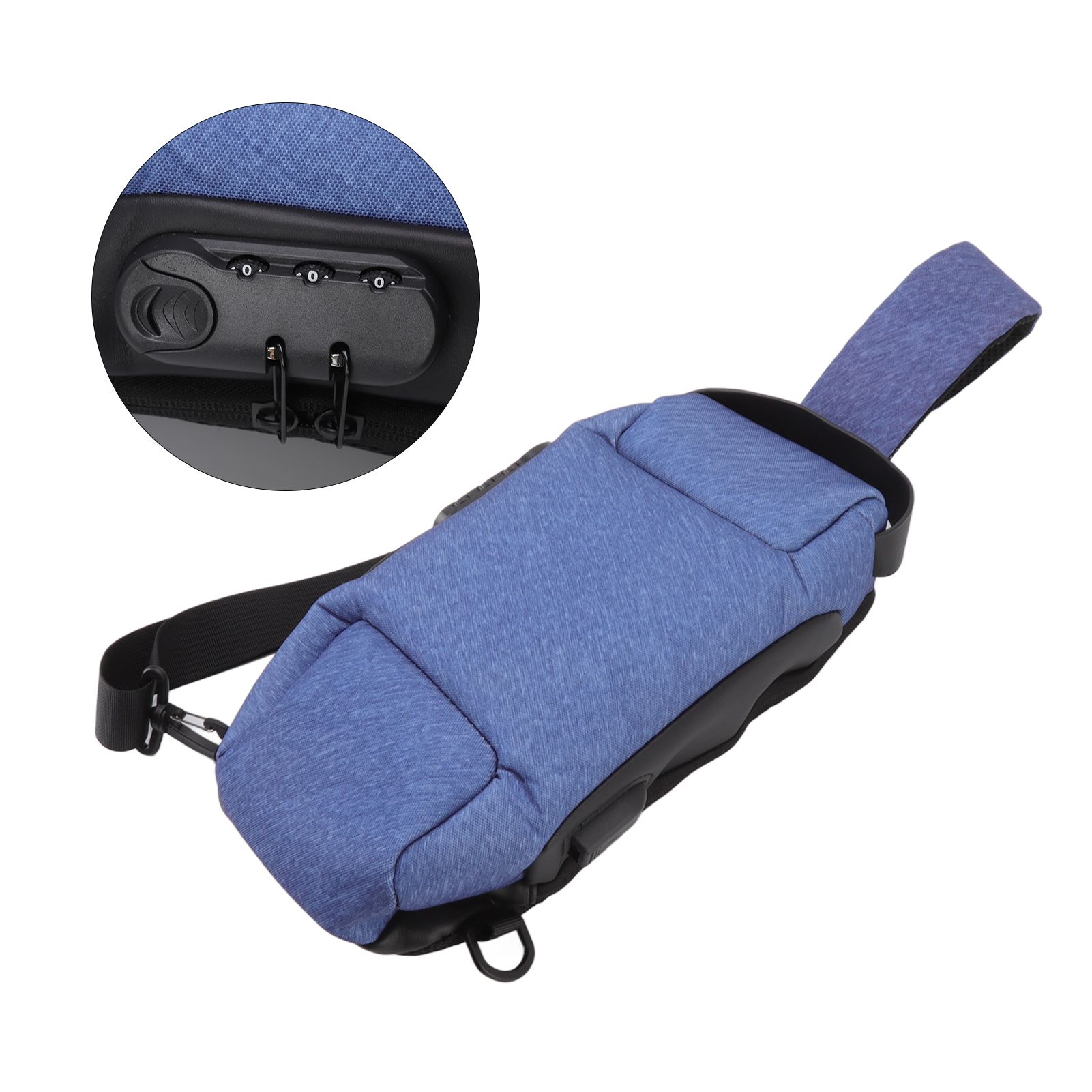 Sling Bag Waterproof Anti Theft with Combination Lock Anti Scratch Sports Single Shoulder Chest Bag Blue - Image 7