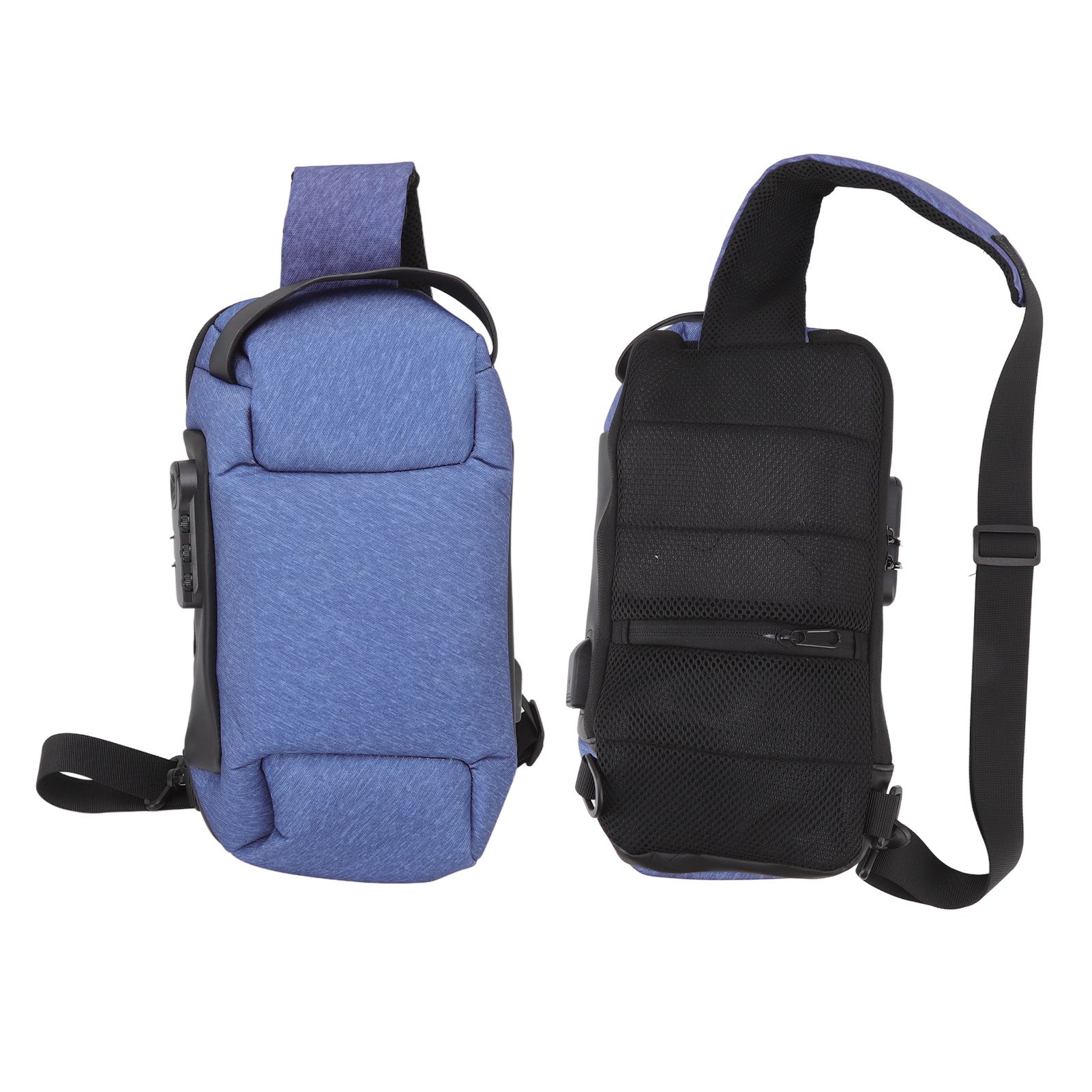 Sling Bag Waterproof Anti Theft with Combination Lock Anti Scratch Sports Single Shoulder Chest Bag Blue - Image 8