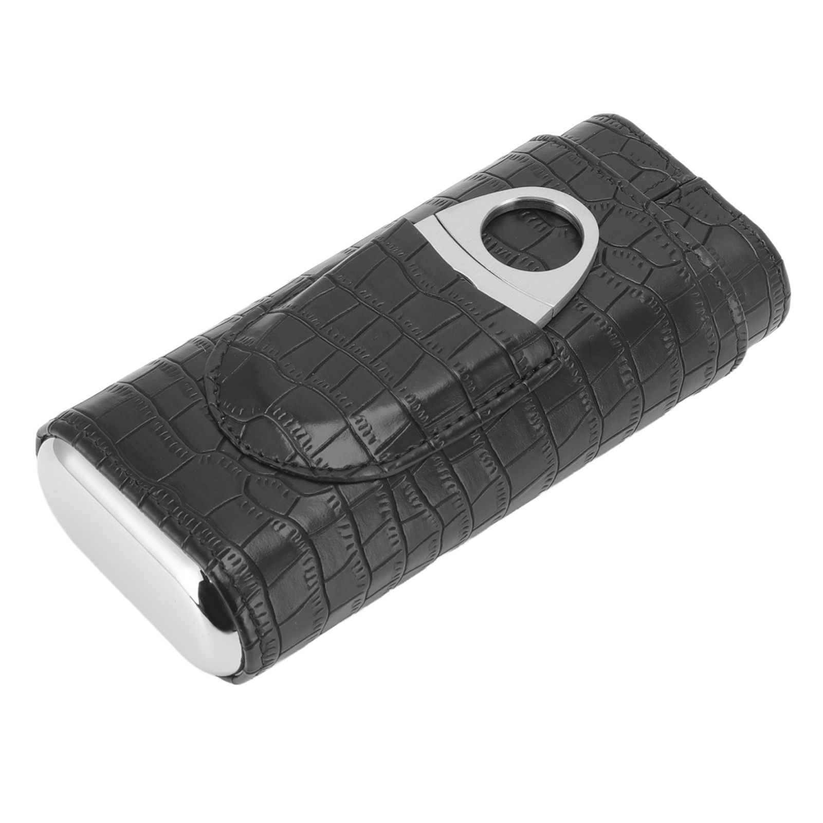 Cigar Leather Case Cedarwood Liner Portable 3pcs Cigar Holder Cigar Humidor Case with Cutter for Travel Black - Image 5