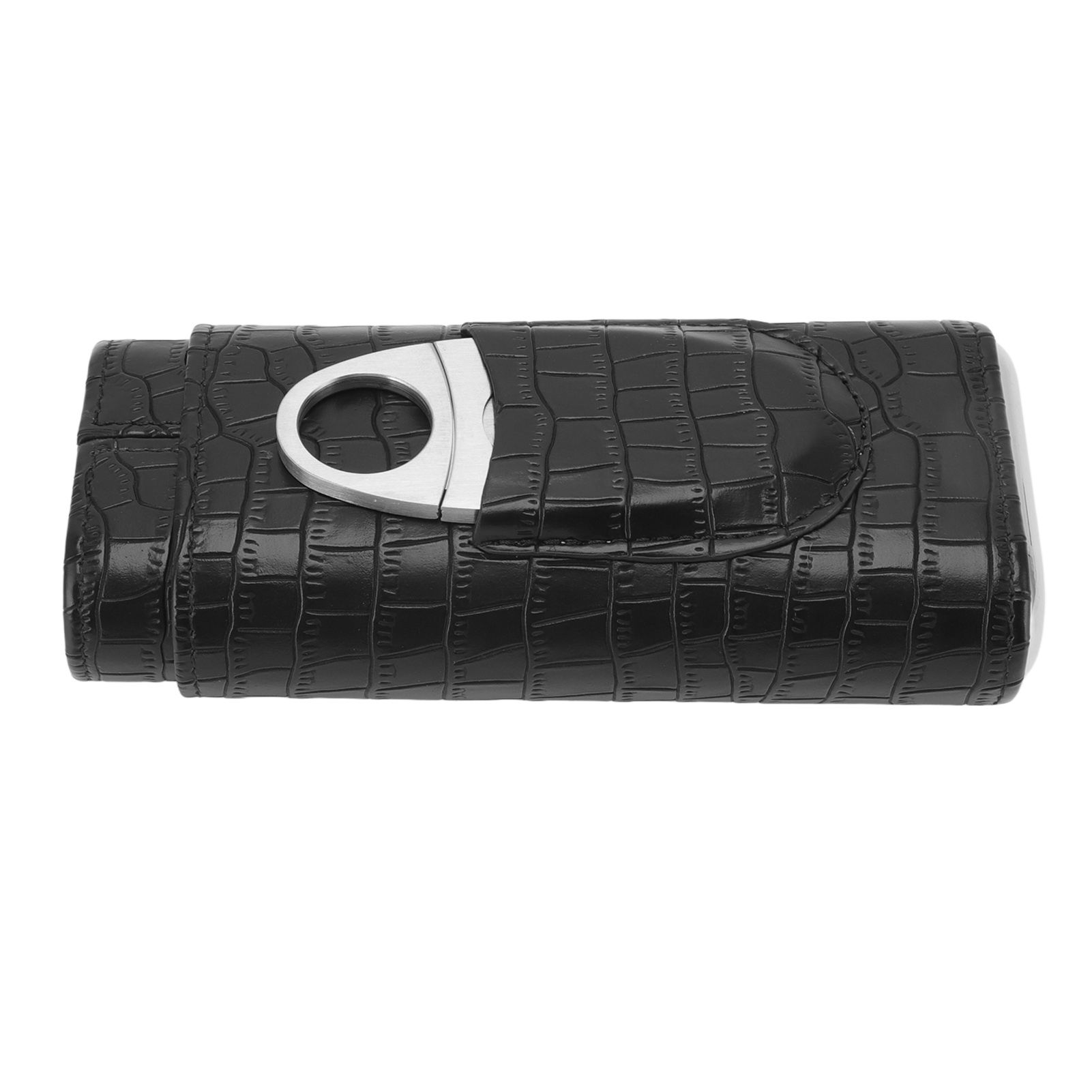 Cigar Leather Case Cedarwood Liner Portable 3pcs Cigar Holder Cigar Humidor Case with Cutter for Travel Black - Image 7