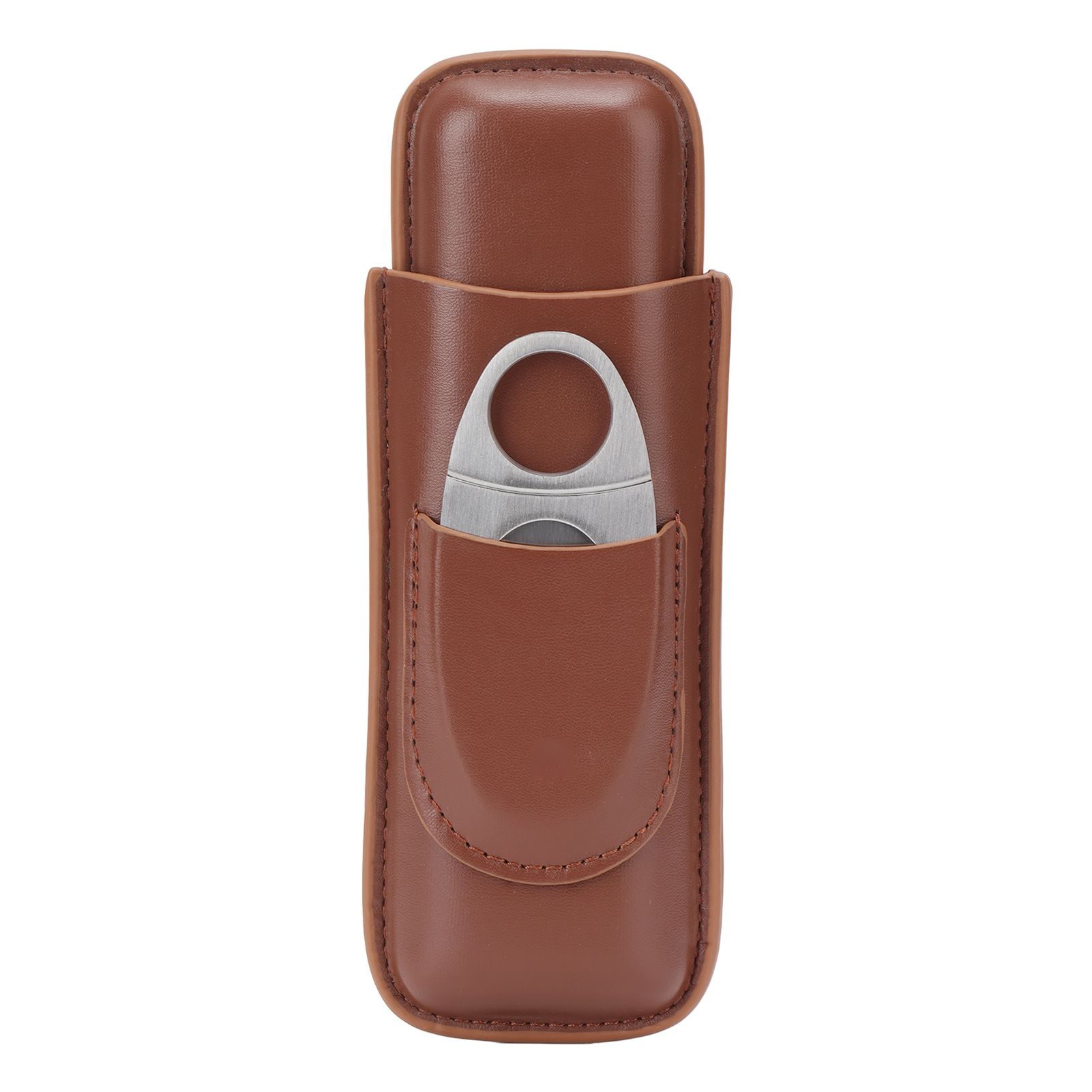 Travel Cigar Case Leather Portable with Cigar Clipper Cigar Holder for 2 Cigars Business Office - Image 8
