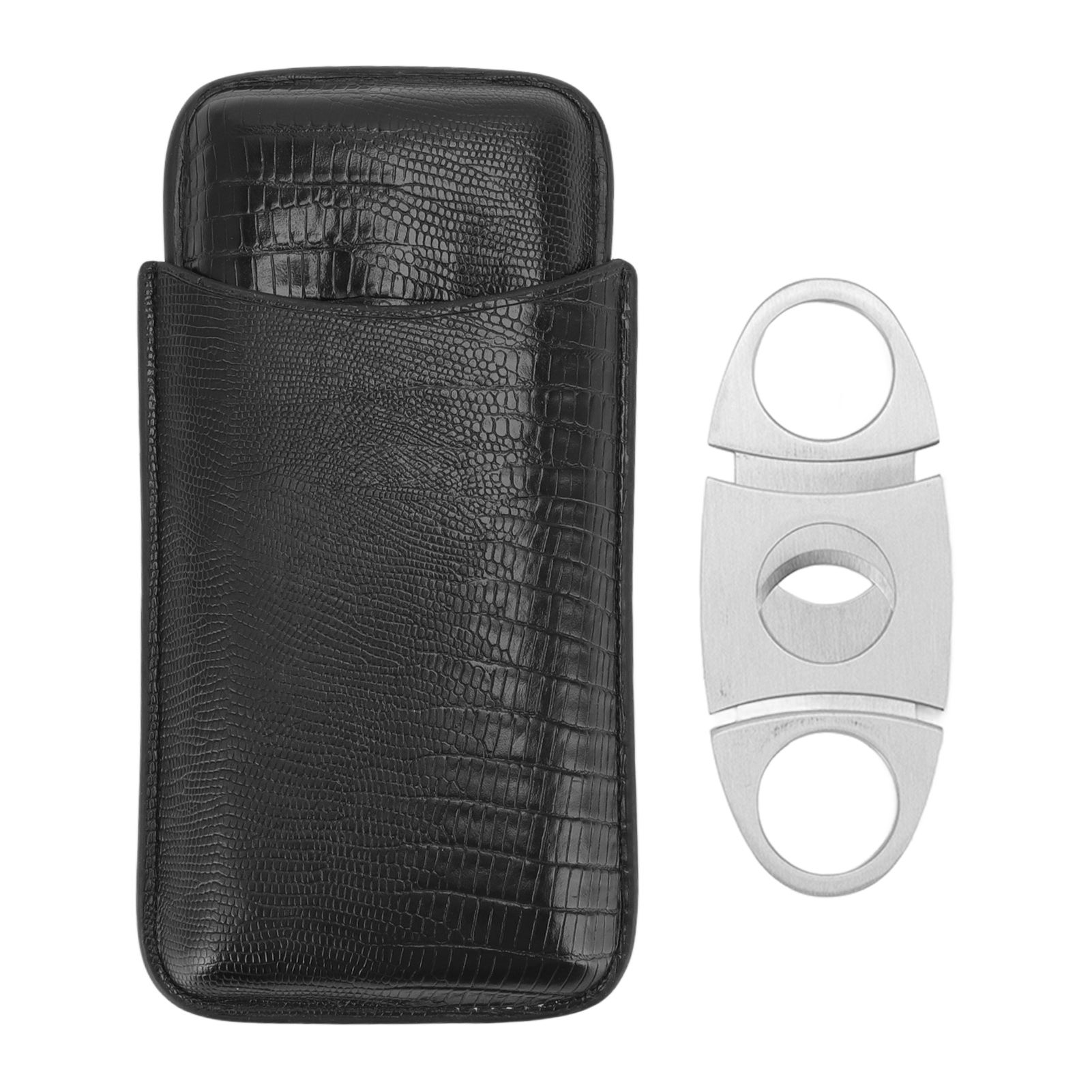 Cigar Leather Case Travel Portable Cigar Holder with Cigar Cutter Accessories Set for Gift Giving - Image 2