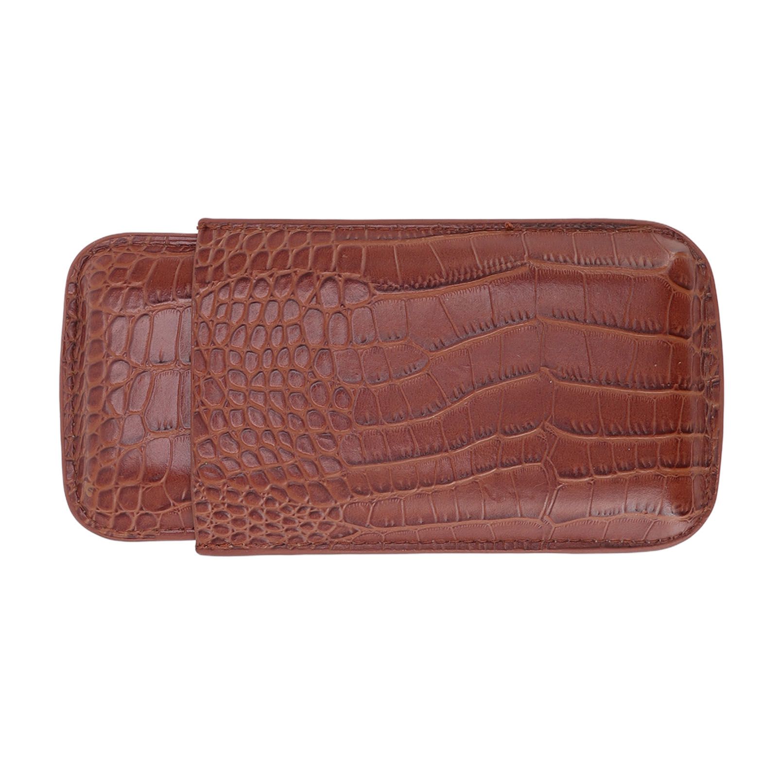 3 Finger Cigar Case High Grade Leather Travel Portable Cigar Holder with Cutter Coffee - Image 4