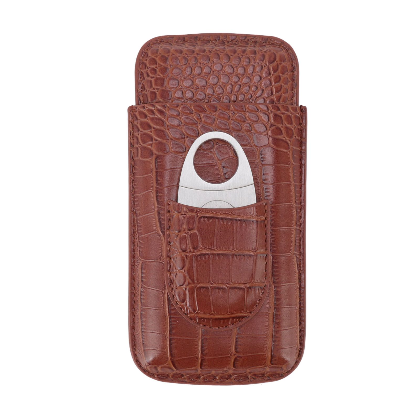 3 Finger Cigar Case High Grade Leather Travel Portable Cigar Holder with Cutter Coffee - Image 5