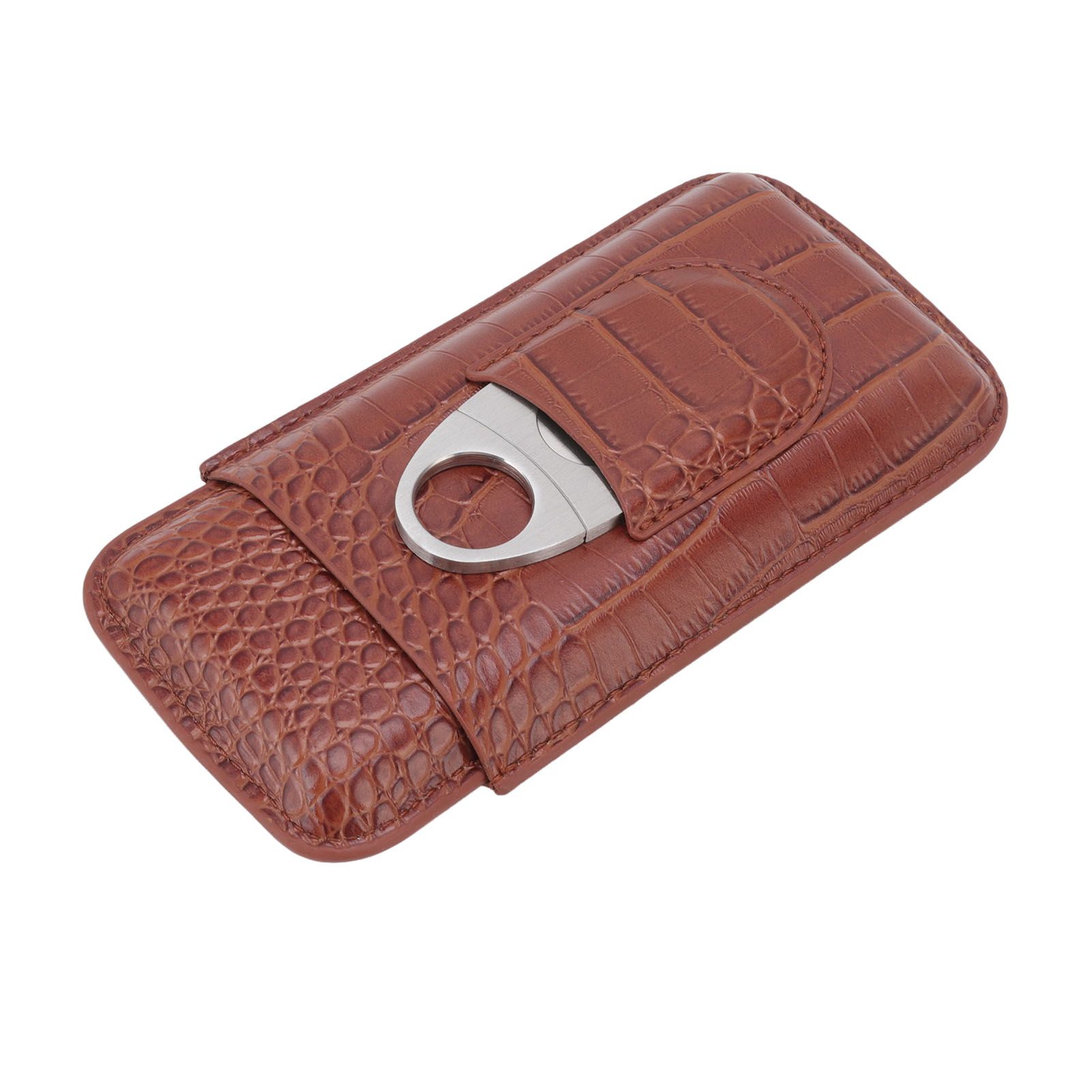 3 Finger Cigar Case High Grade Leather Travel Portable Cigar Holder with Cutter Coffee - Image 6