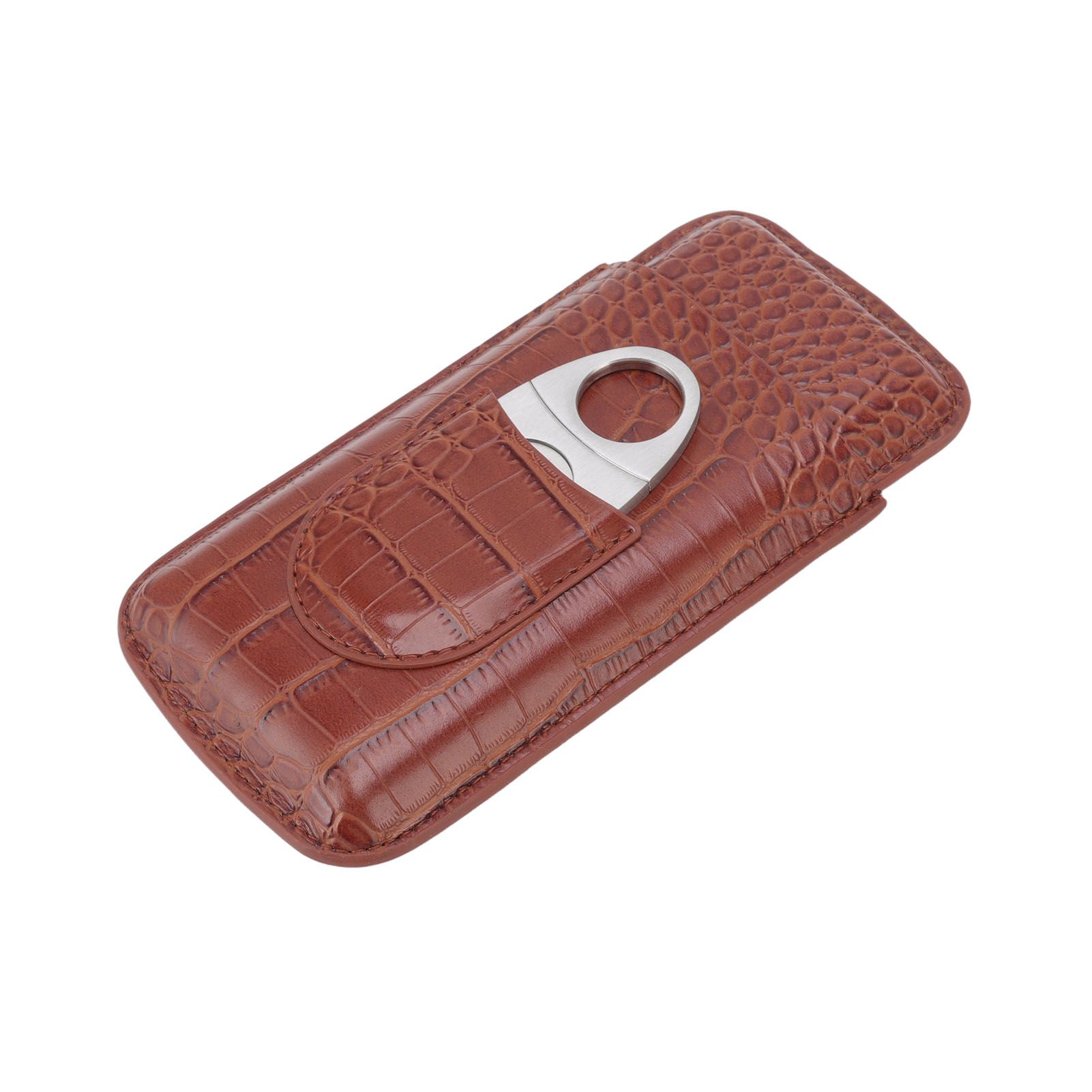 3 Finger Cigar Case High Grade Leather Travel Portable Cigar Holder with Cutter Coffee - Image 8
