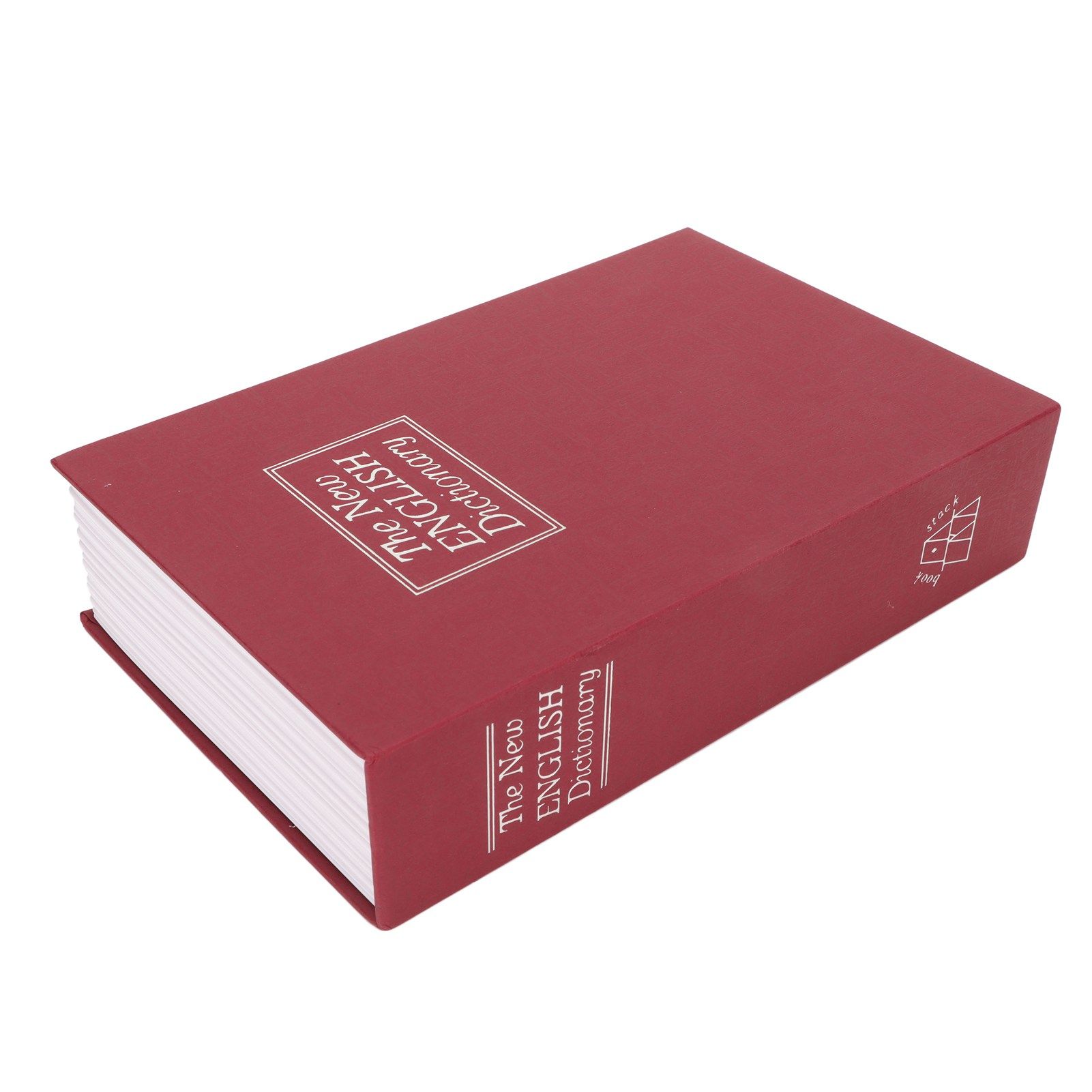Book Safe Stainless Steel Liner Decorative ABS Material Humanized Design Protective Soft Touch Savings Bank with Key Red - Image 2