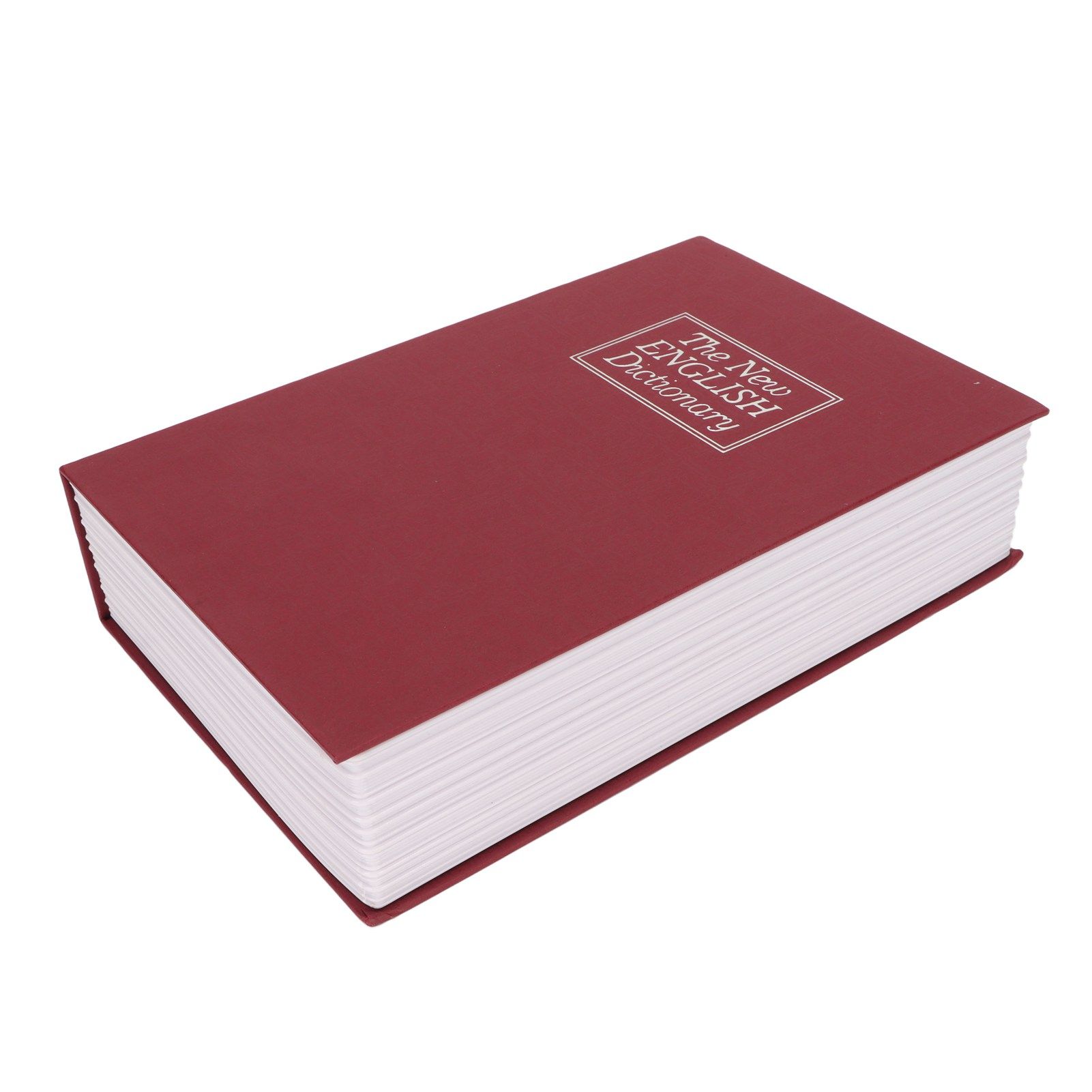 Book Safe Stainless Steel Liner Decorative ABS Material Humanized Design Protective Soft Touch Savings Bank with Key Red - Image 4