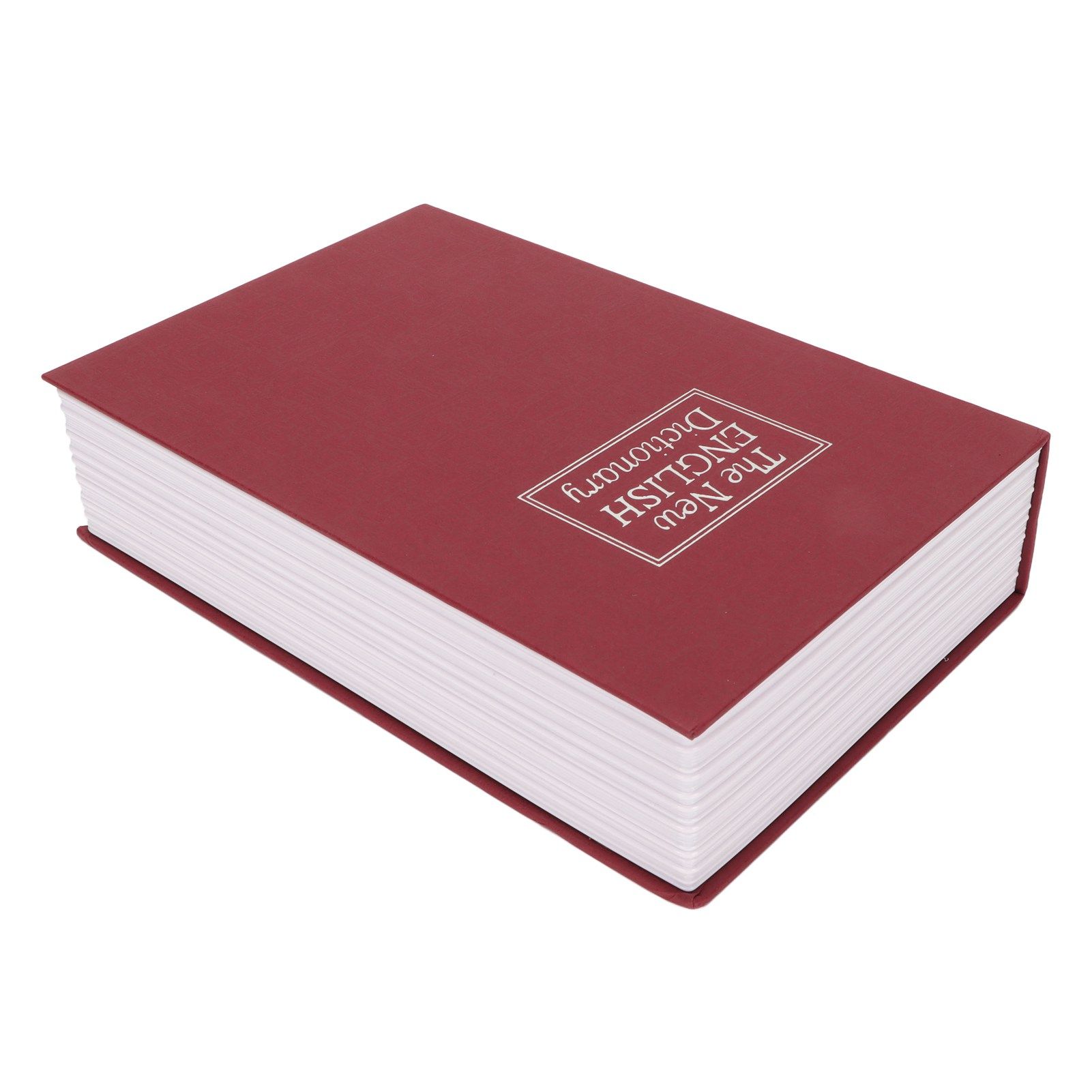 Book Safe Stainless Steel Liner Decorative ABS Material Humanized Design Protective Soft Touch Savings Bank with Key Red - Image 6