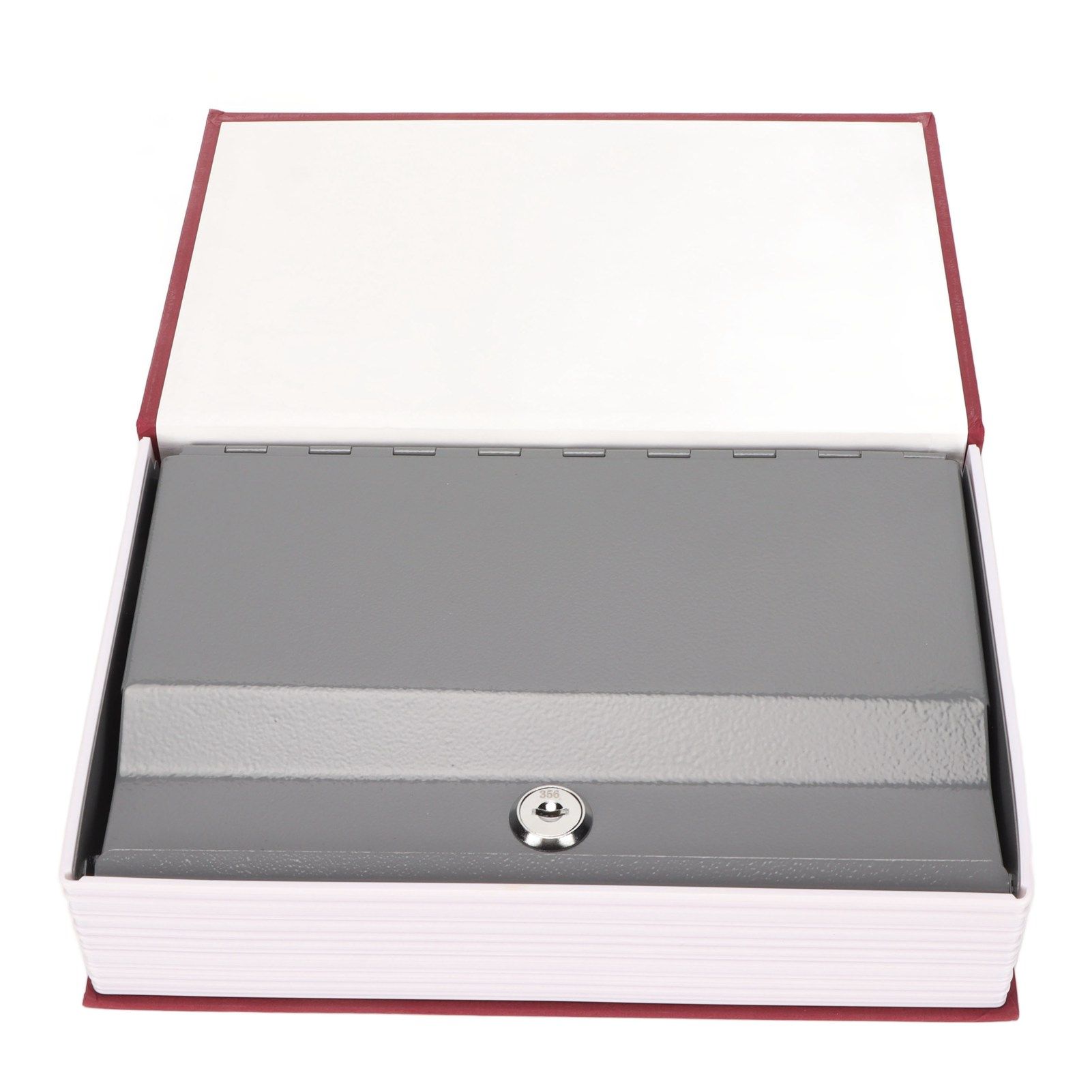 Book Safe Stainless Steel Liner Decorative ABS Material Humanized Design Protective Soft Touch Savings Bank with Key Red - Image 7
