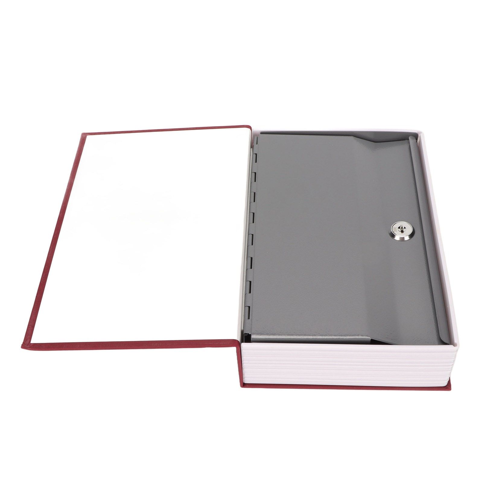 Book Safe Stainless Steel Liner Decorative ABS Material Humanized Design Protective Soft Touch Savings Bank with Key Red - Image 8