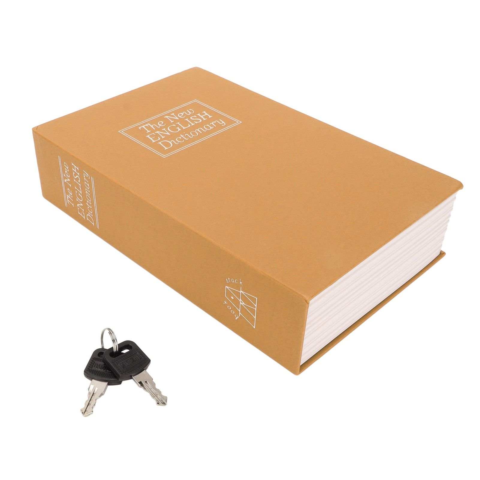 Book Safe Stainless Steel Liner Decorative ABS Material Humanized Design Protective Soft Touch Savings Bank with Key Brown - Image 1
