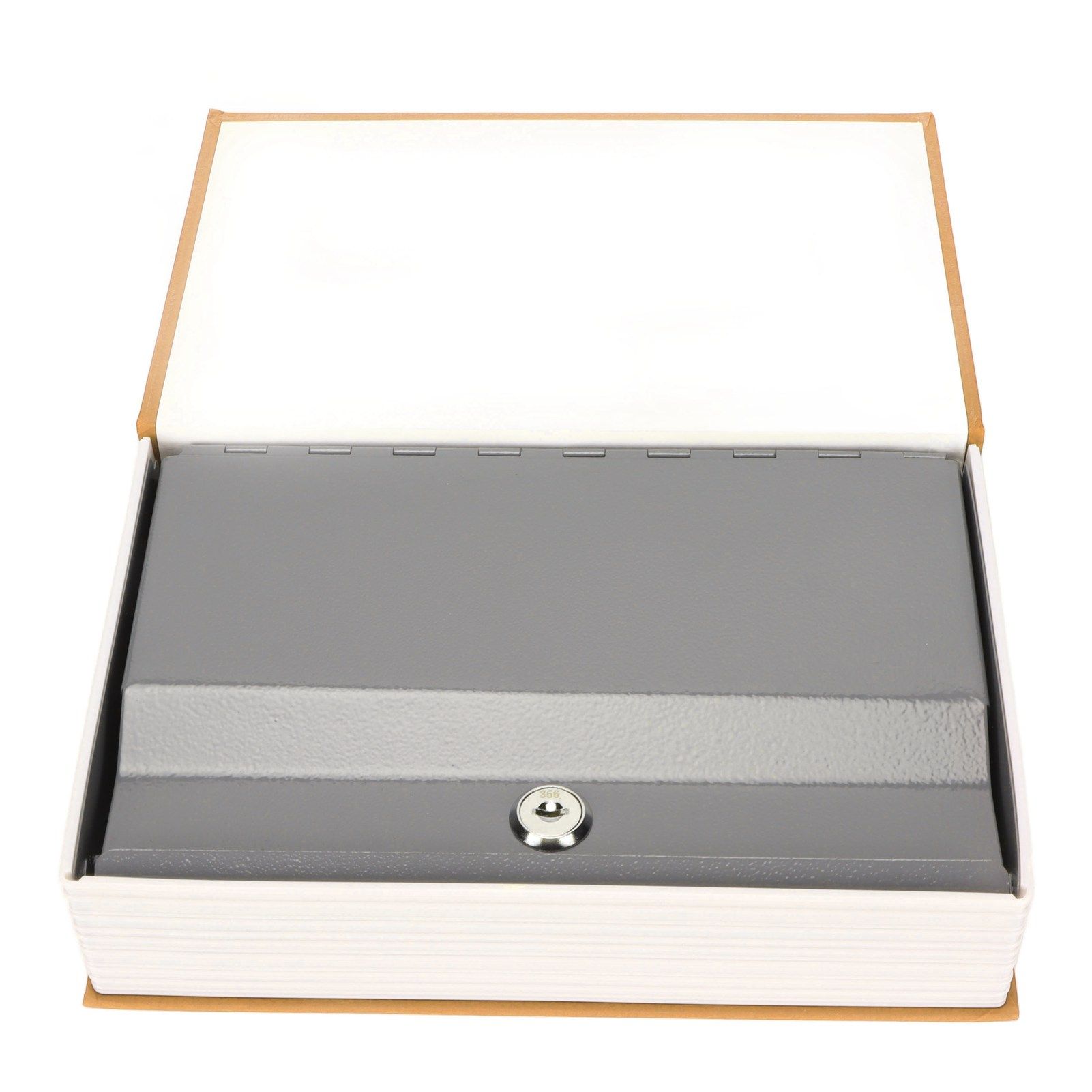 Book Safe Stainless Steel Liner Decorative ABS Material Humanized Design Protective Soft Touch Savings Bank with Key Brown - Image 7