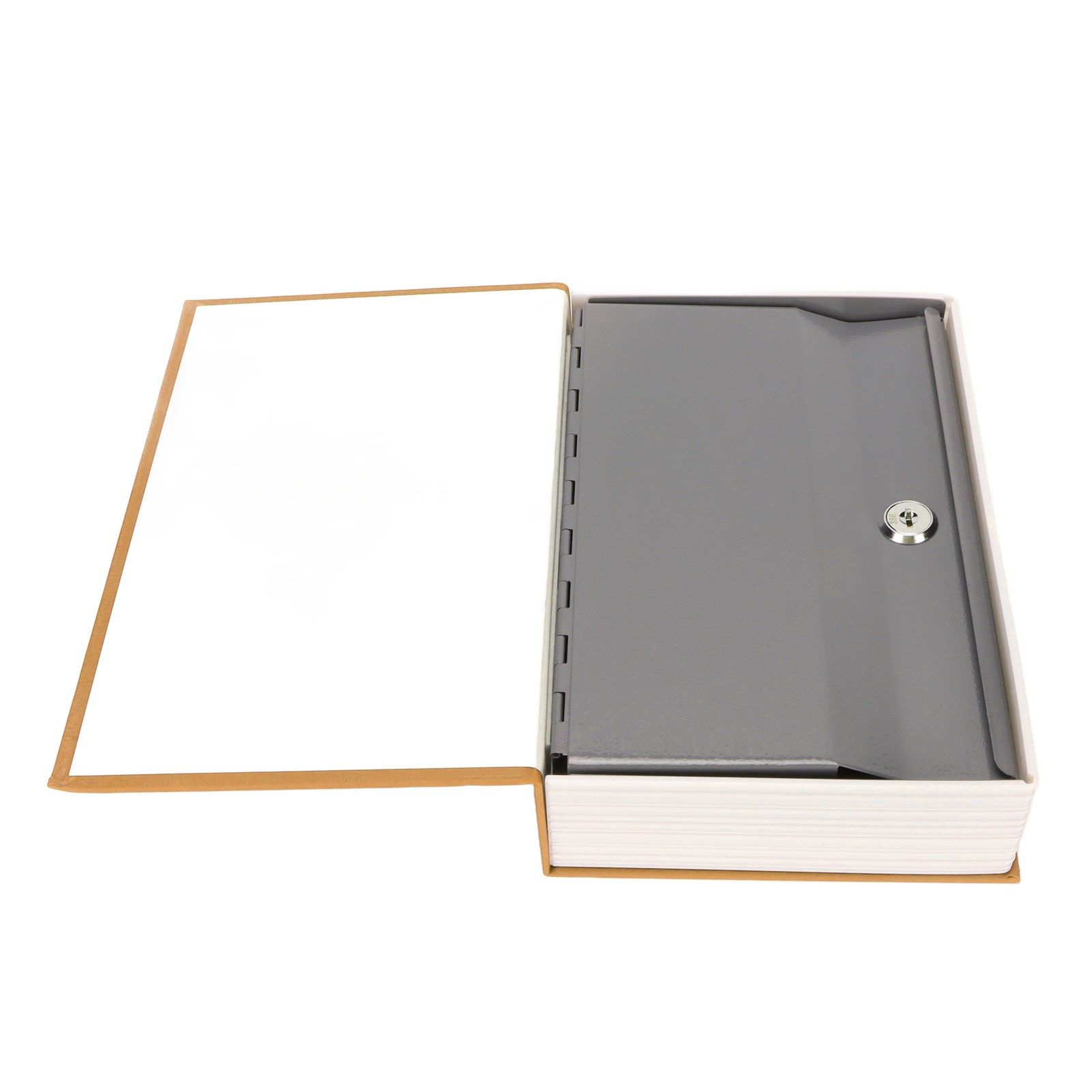 Book Safe Stainless Steel Liner Decorative ABS Material Humanized Design Protective Soft Touch Savings Bank with Key Brown - Image 8