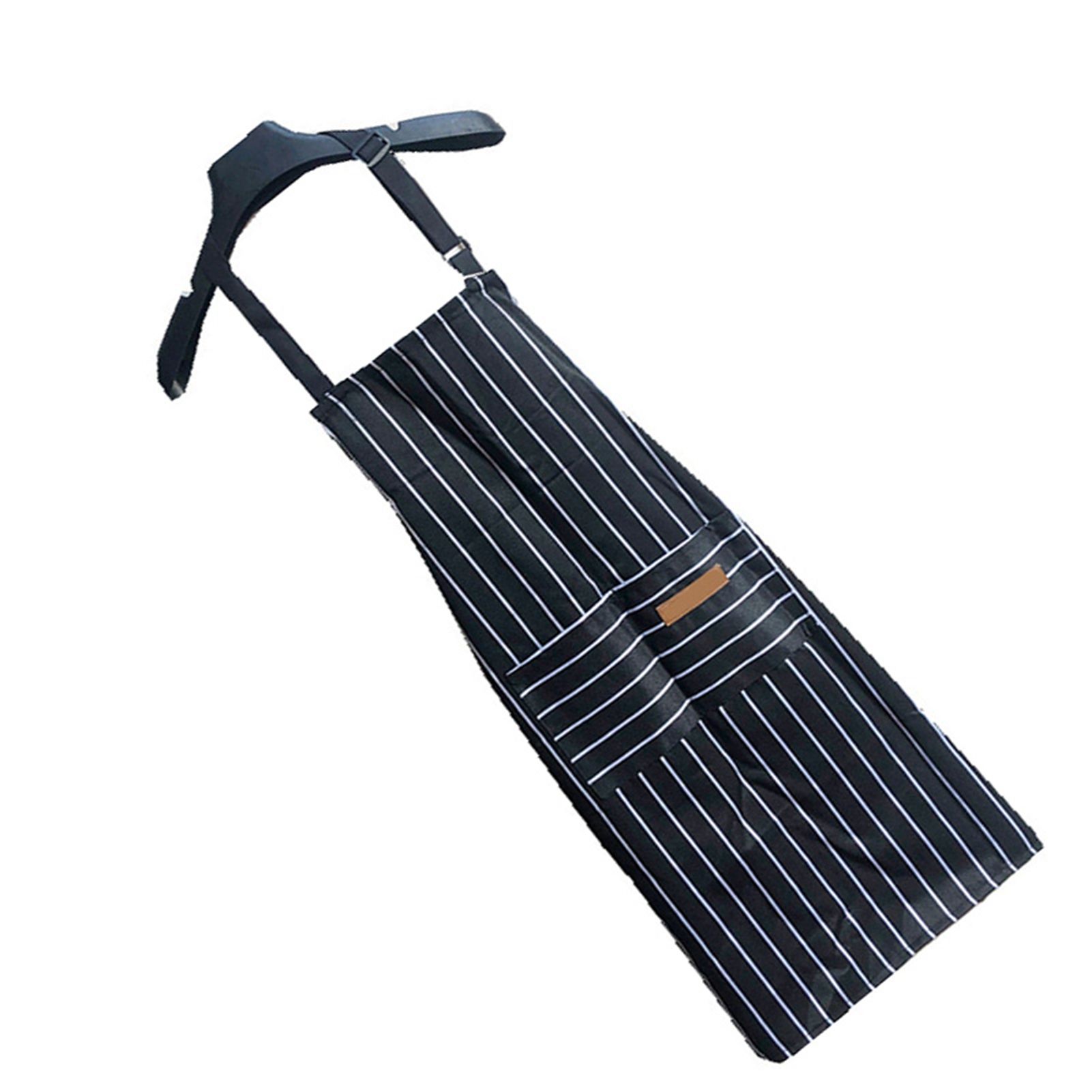 2 Pcs Kitchen Cooking Apron with 2 Pockets Adjustable Bib Chef Apron for Men Women Black Strip - Image 4