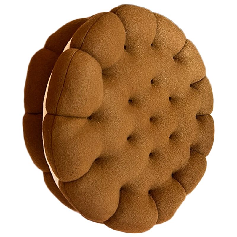 Cookie Cushion Cute Soft Breathable PP Cotton Filling Seating Cushion for Dormitory Bedroom Bedside 450g Chocolate - Image 2
