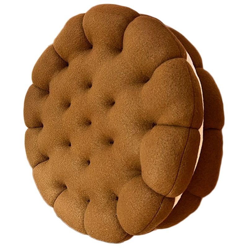Cookie Cushion Cute Soft Breathable PP Cotton Filling Seating Cushion for Dormitory Bedroom Bedside 450g Chocolate - Image 3