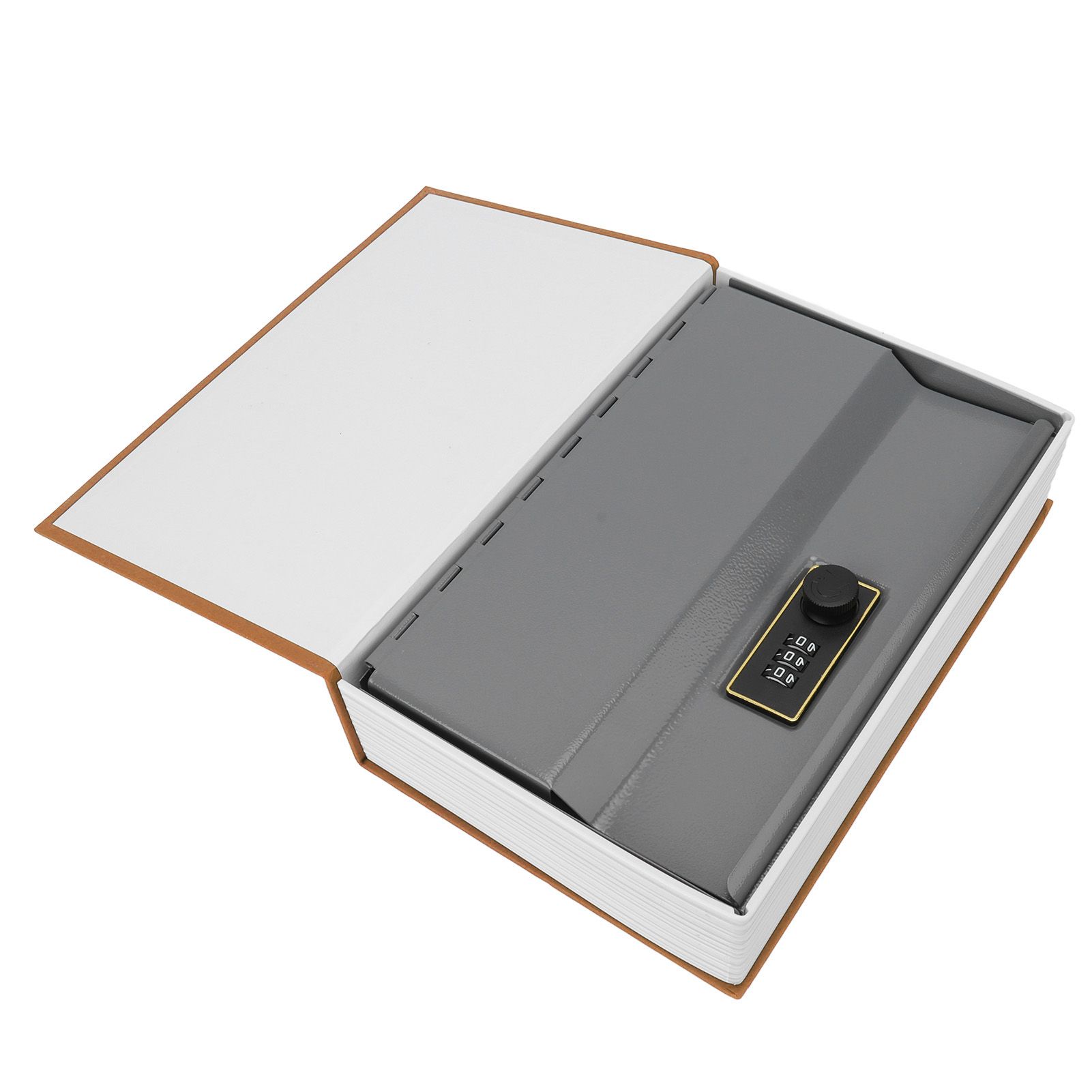 Diversion Book Safe Large Size Dictionary Style Stainless Steel Book Safe Combination Lock for Coins Card Documents Brown - Image 2