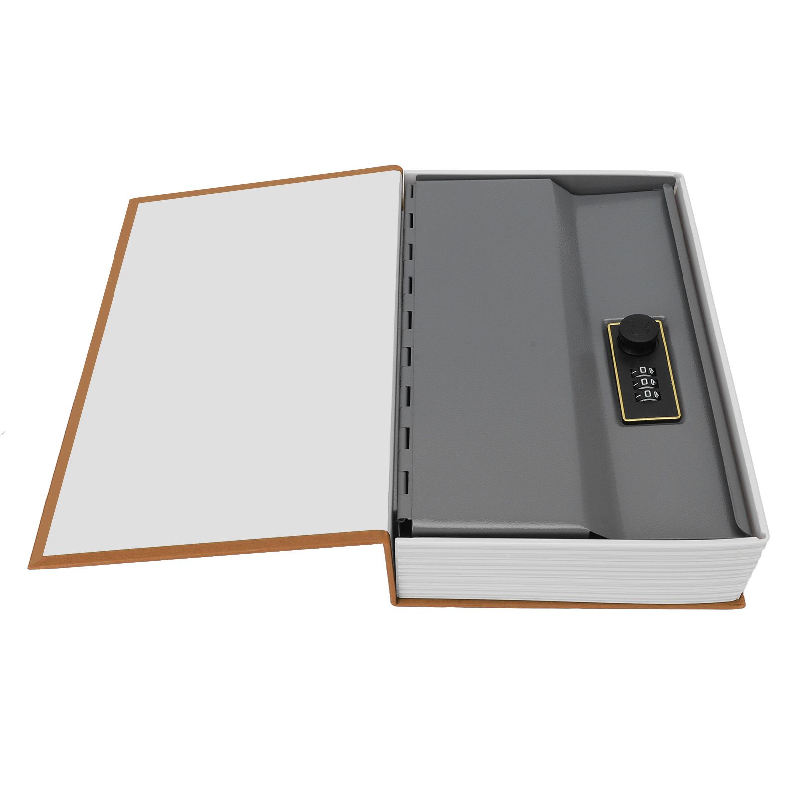 Diversion Book Safe Large Size Dictionary Style Stainless Steel Book Safe Combination Lock for Coins Card Documents Brown - Image 5