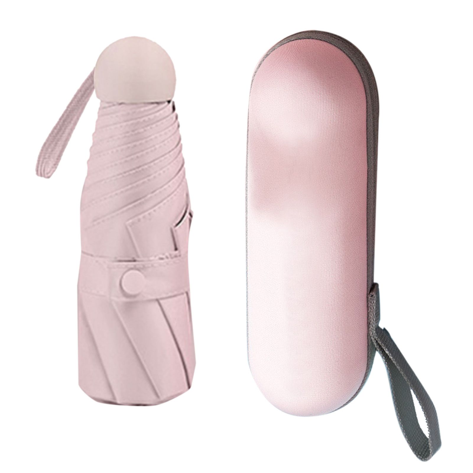 Capsule Umbrella Mini Pocket UV Resistant 2 Use 5 Section 8 Edged Outdoor Accessories Pink - Image 1