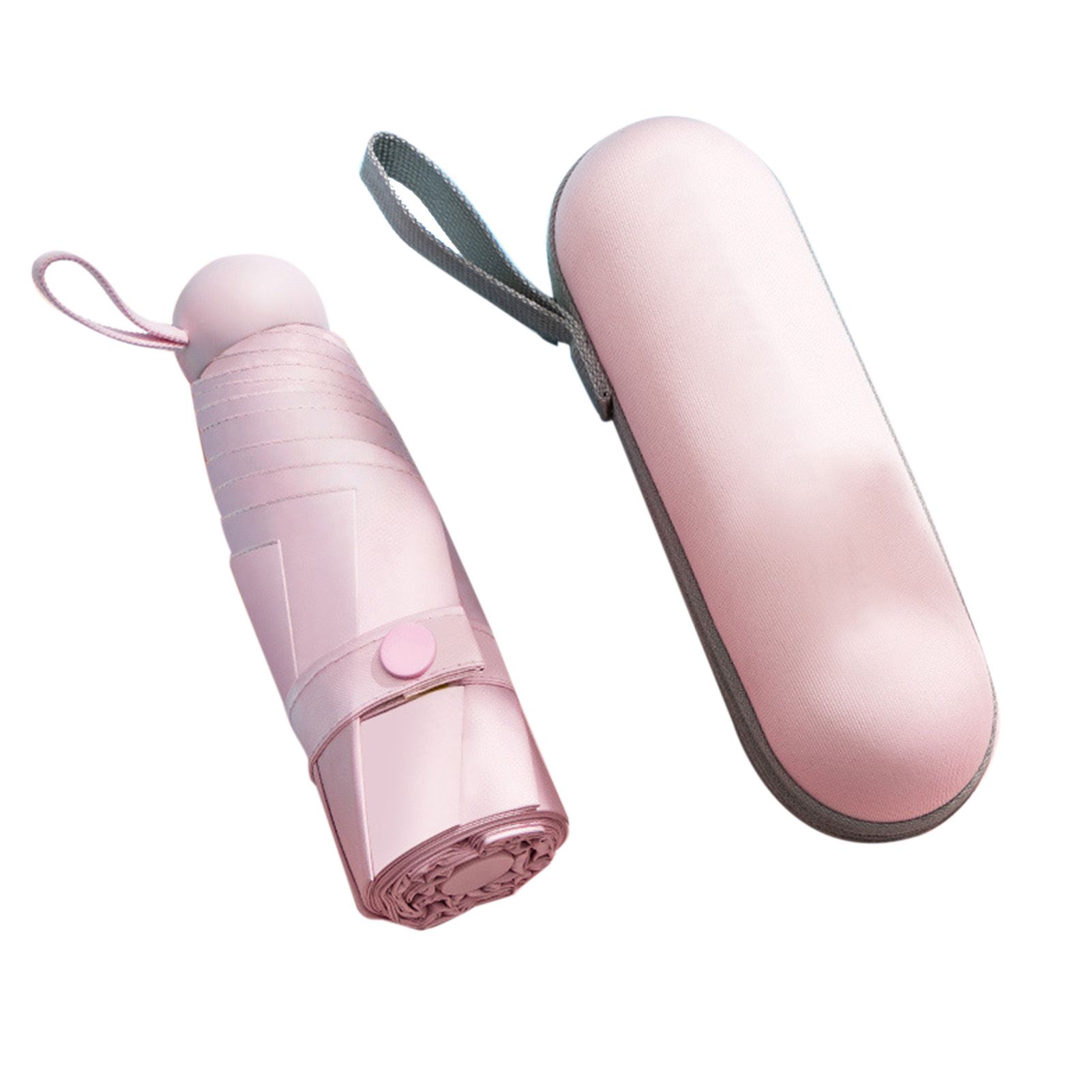 Capsule Umbrella Mini Pocket UV Resistant 2 Use 5 Section 8 Edged Outdoor Accessories Pink - Image 2