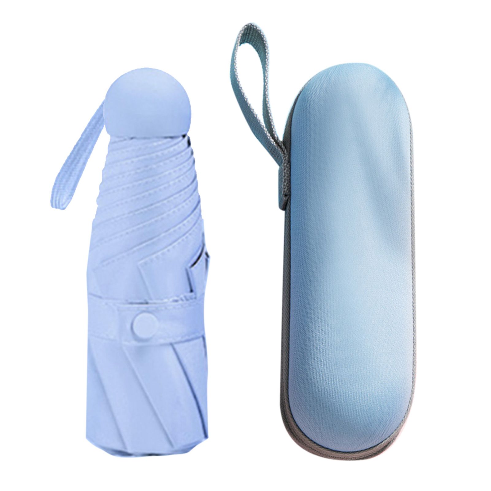 Capsule Umbrella Mini Pocket UV Resistant 2 Use 5 Section 8 Edged Outdoor Accessories Blue - Image 1