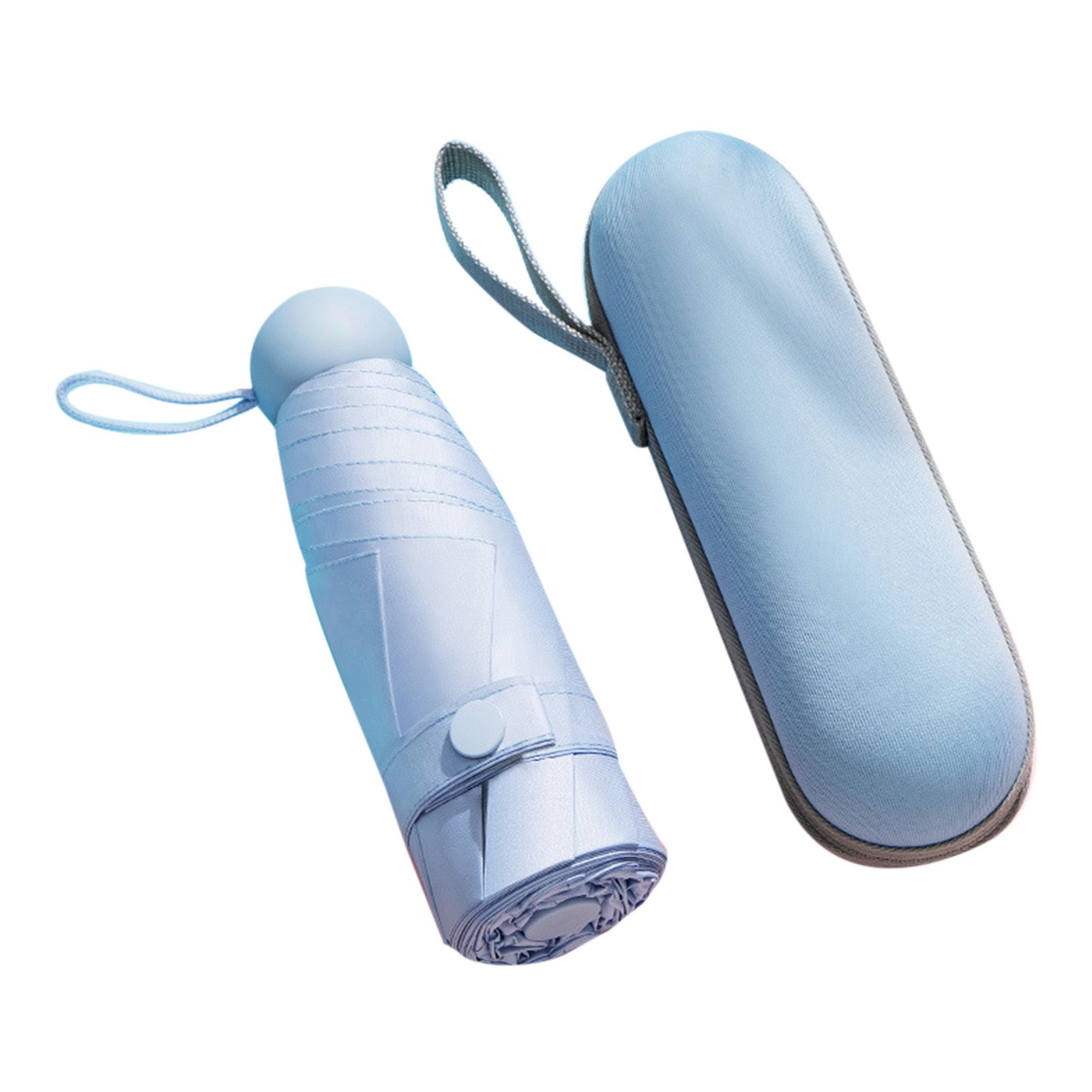 Capsule Umbrella Mini Pocket UV Resistant 2 Use 5 Section 8 Edged Outdoor Accessories Blue - Image 2