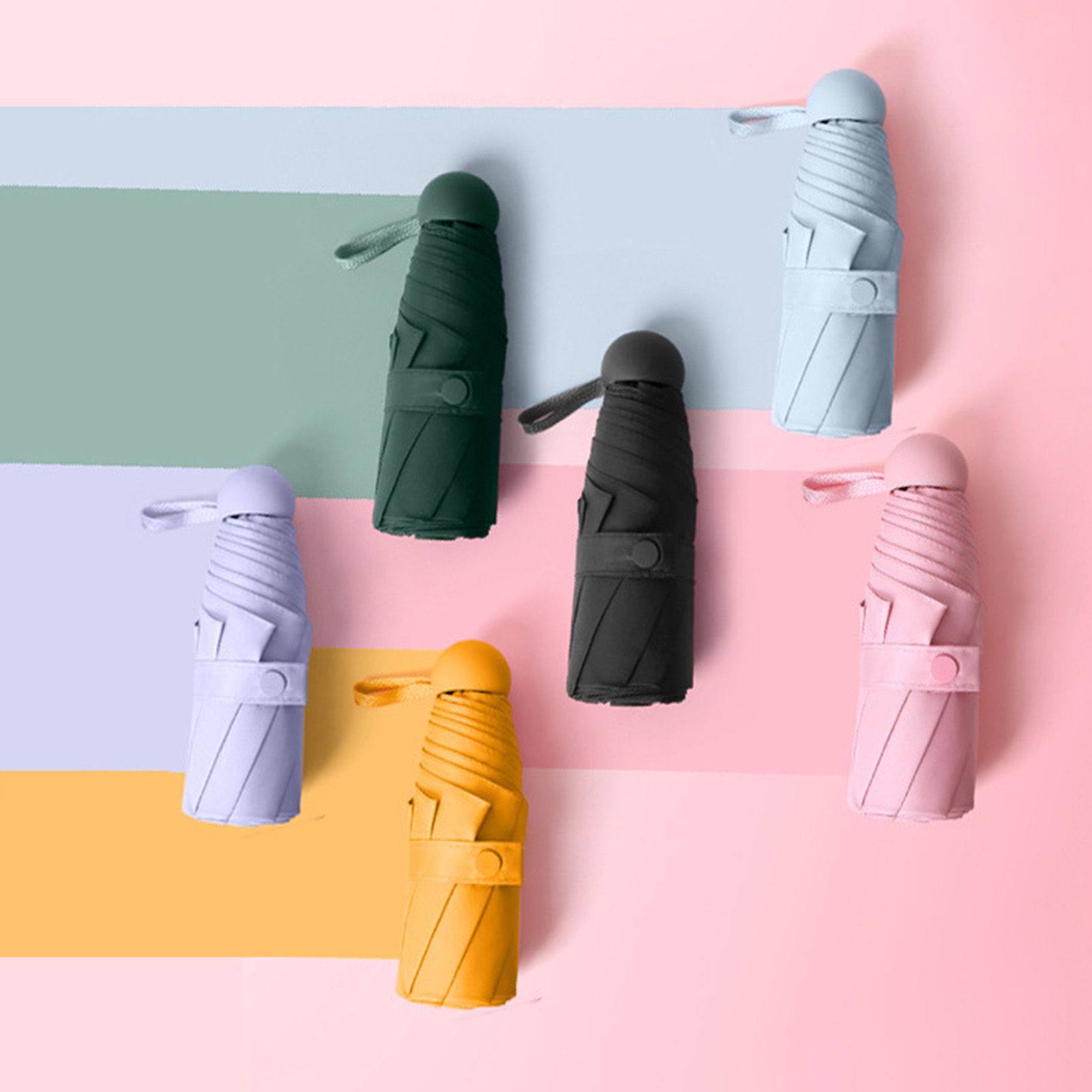 Capsule Umbrella Mini Pocket UV Resistant 2 Use 5 Section 8 Edged Outdoor Accessories Blue - Image 5