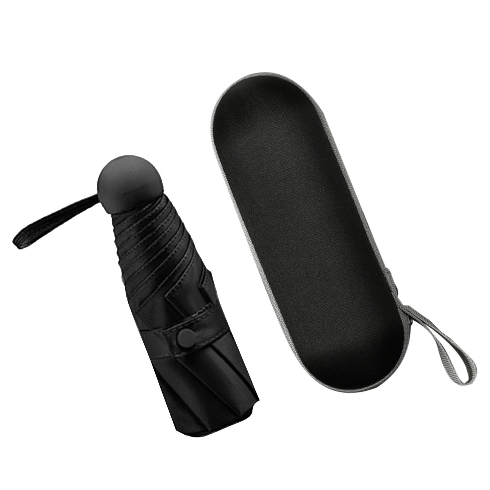 Capsule Umbrella Mini Pocket UV Resistant 2 Use 5 Section 8 Edged Outdoor Accessories Black - Image 2