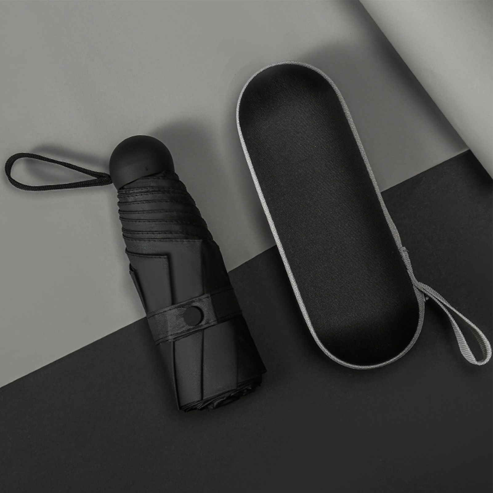 Capsule Umbrella Mini Pocket UV Resistant 2 Use 5 Section 8 Edged Outdoor Accessories Black - Image 5
