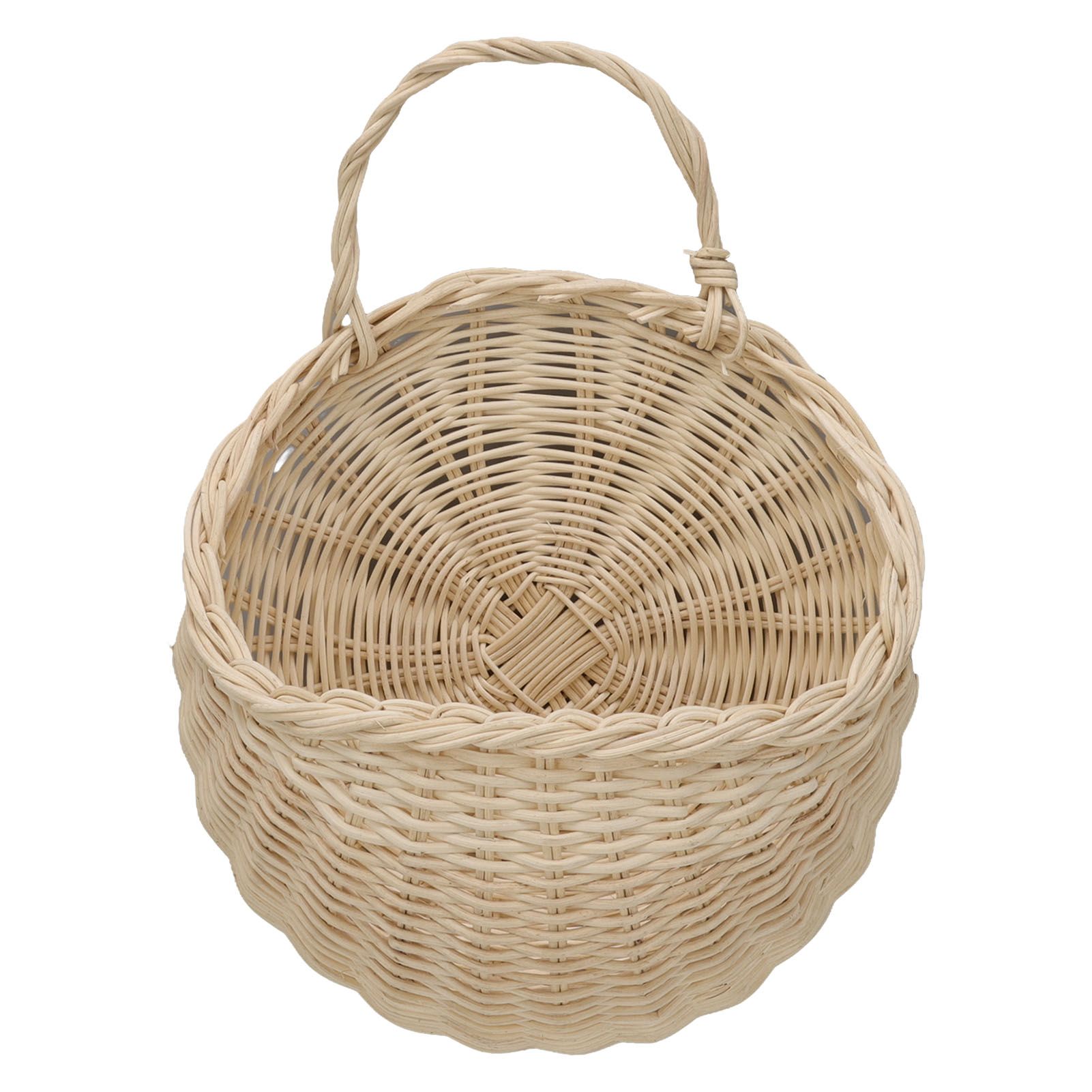 Wall Hanging Rattan Basket Multifunctional Wall Mounted Woven Storage Basket for Home Beige - Image 1
