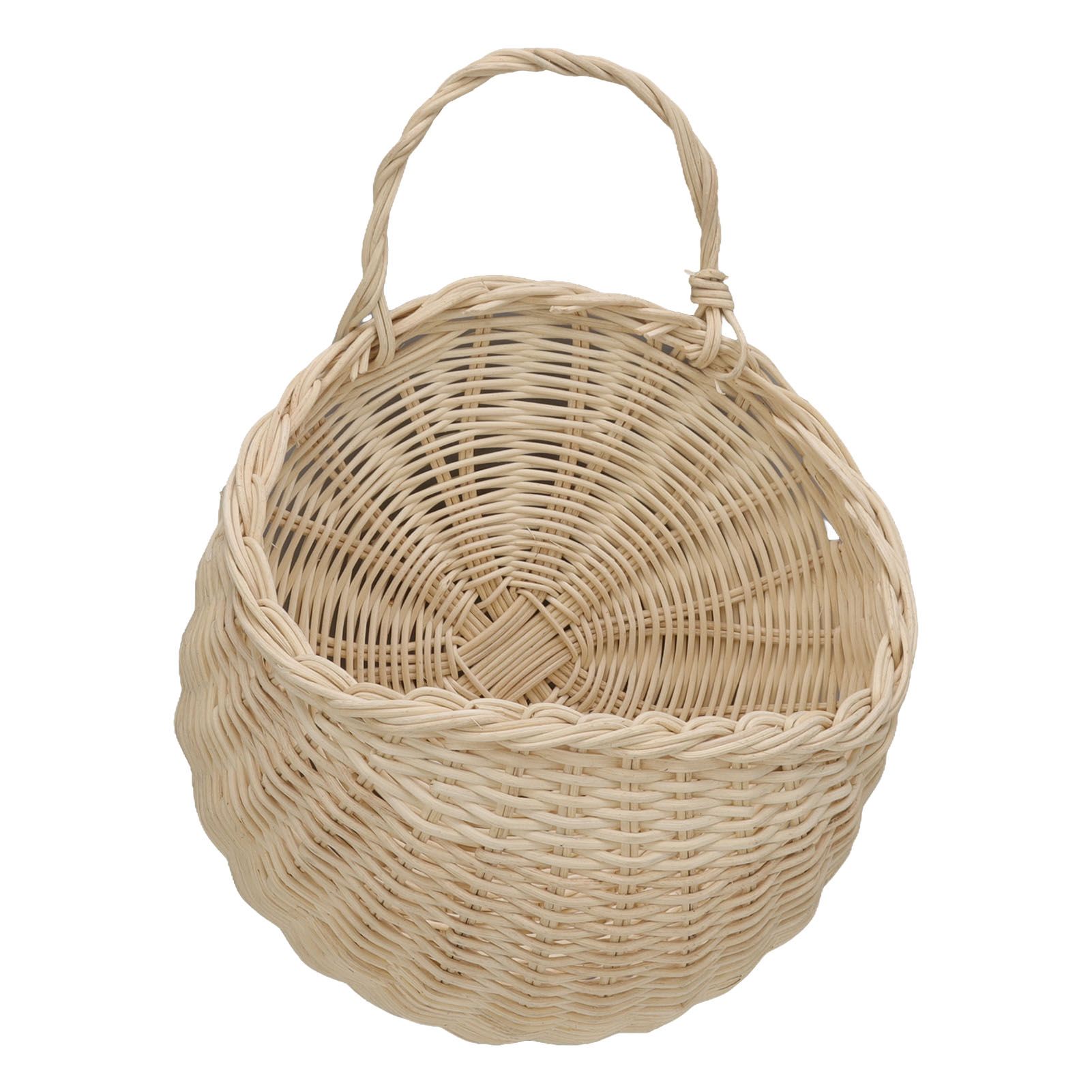 Wall Hanging Rattan Basket Multifunctional Wall Mounted Woven Storage Basket for Home Beige - Image 2