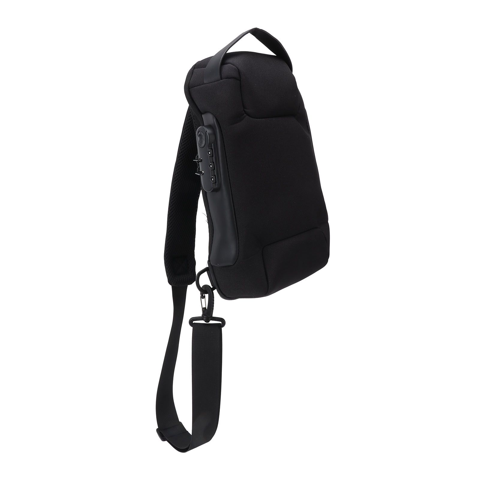 Shoulder Backpack Breathable Large Capacity Lockable Zipper Oxford Cloth Portable Sling Bag for Women Men Black - Image 2
