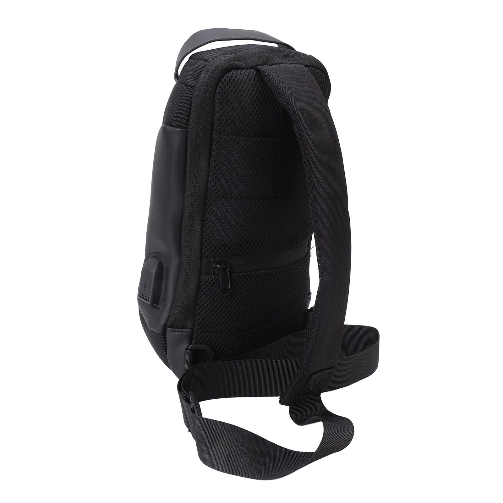Shoulder Backpack Breathable Large Capacity Lockable Zipper Oxford Cloth Portable Sling Bag for Women Men Black - Image 3