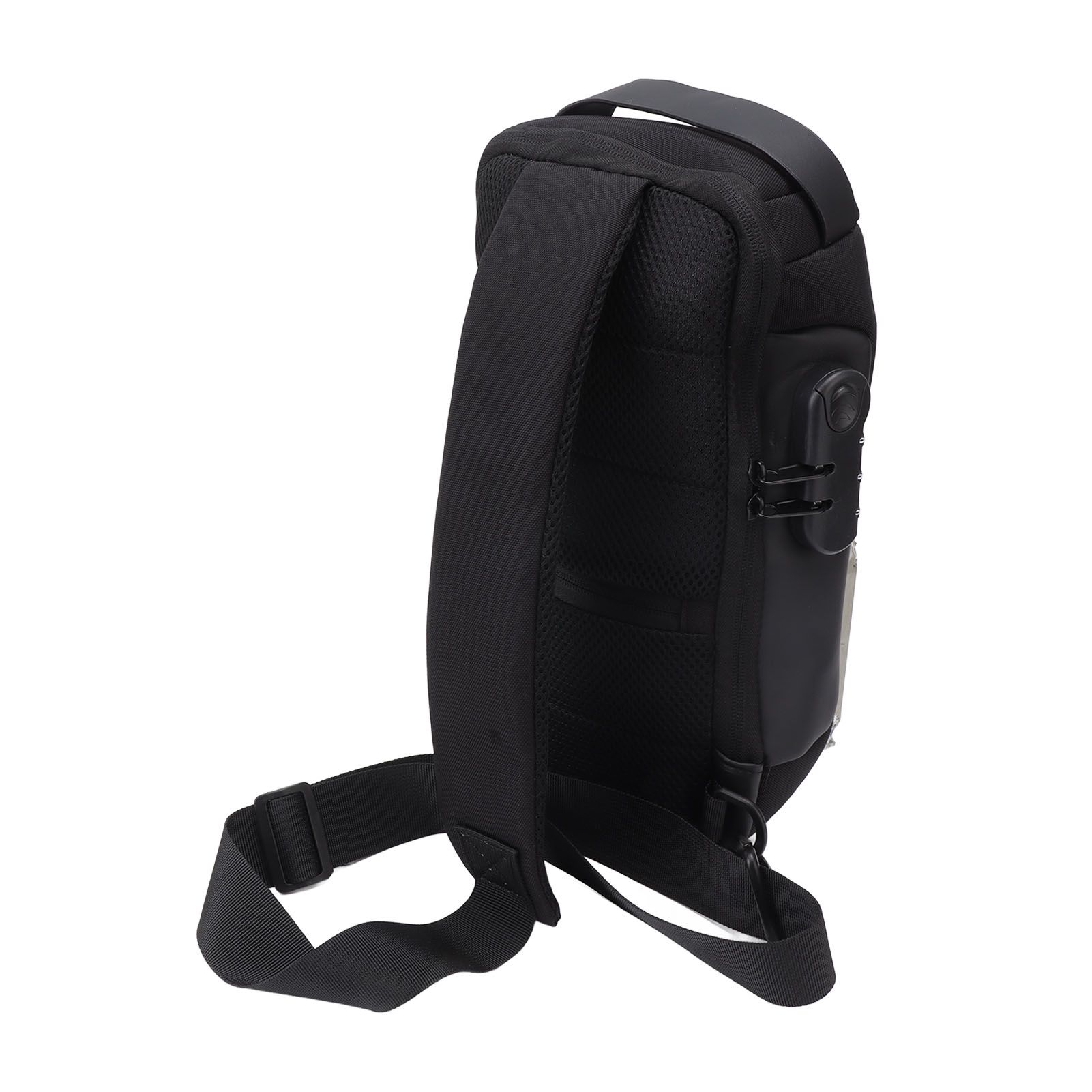 Shoulder Backpack Breathable Large Capacity Lockable Zipper Oxford Cloth Portable Sling Bag for Women Men Black - Image 4