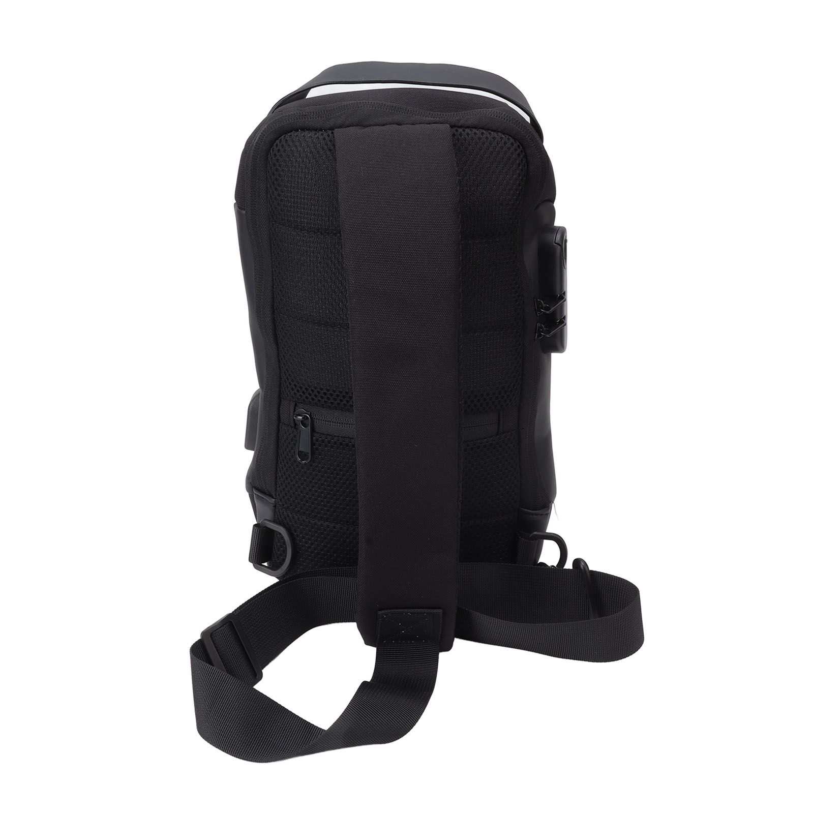 Shoulder Backpack Breathable Large Capacity Lockable Zipper Oxford Cloth Portable Sling Bag for Women Men Black - Image 5