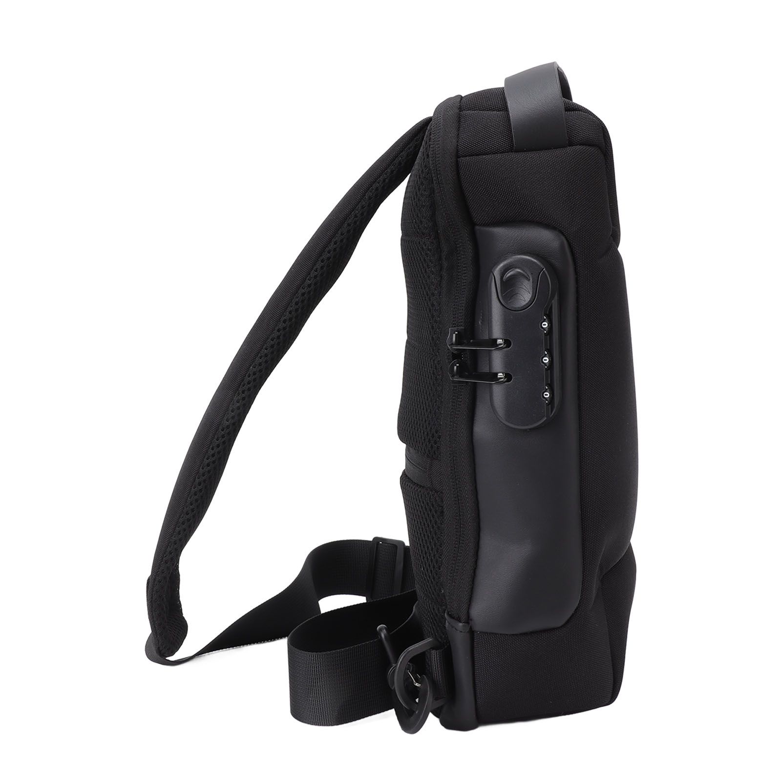Shoulder Backpack Breathable Large Capacity Lockable Zipper Oxford Cloth Portable Sling Bag for Women Men Black - Image 6