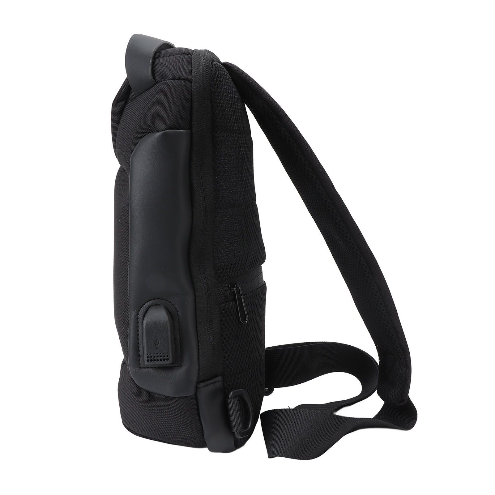 Shoulder Backpack Breathable Large Capacity Lockable Zipper Oxford Cloth Portable Sling Bag for Women Men Black - Image 7