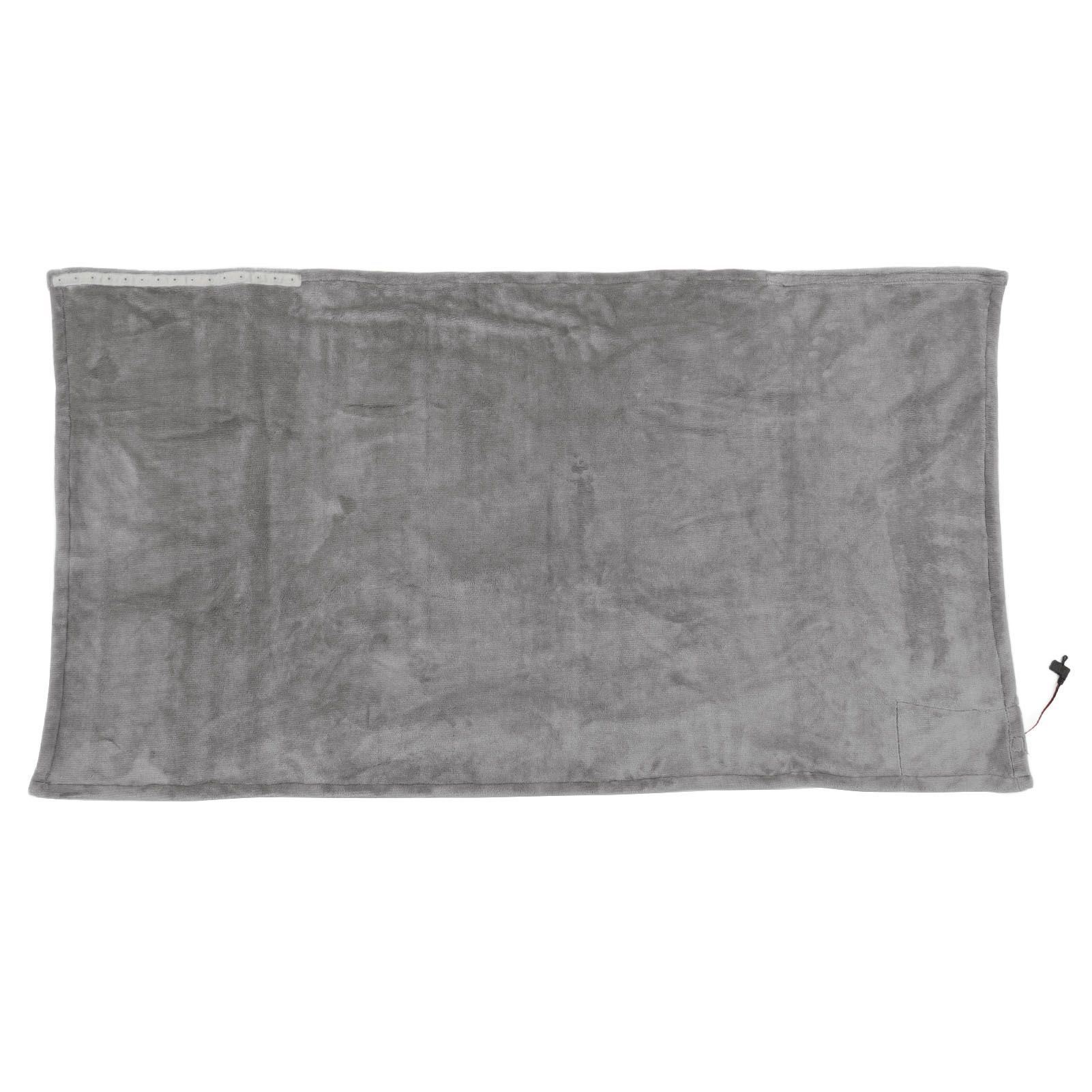 USB Electric Blanket Cozy Soft Portable Temperature Control Machine Washable Heated Shawl Throws for Car Home Travel Light Grey - Image 1