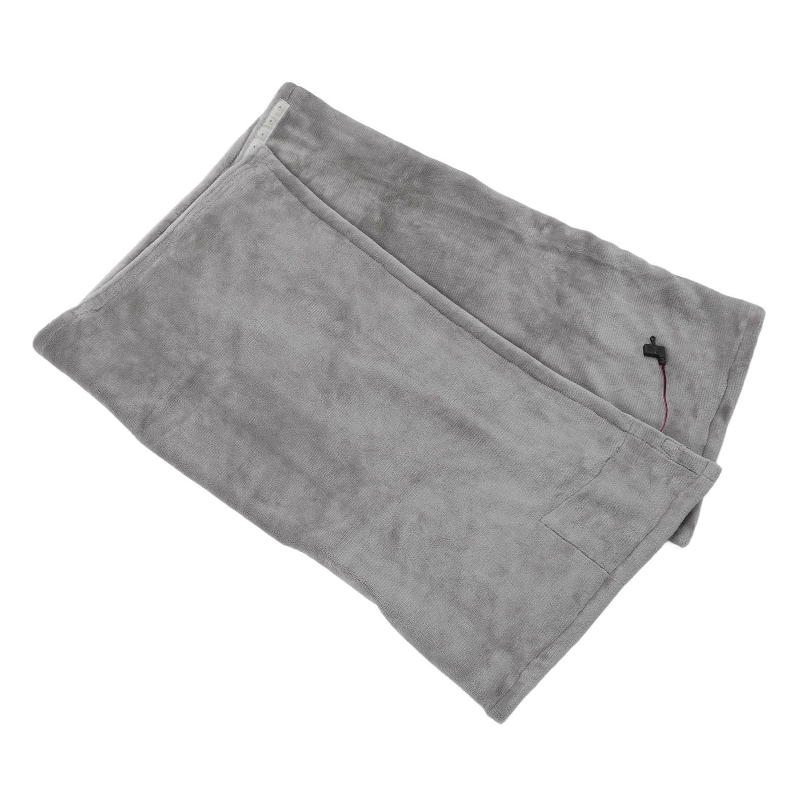 USB Electric Blanket Cozy Soft Portable Temperature Control Machine Washable Heated Shawl Throws for Car Home Travel Light Grey - Image 2