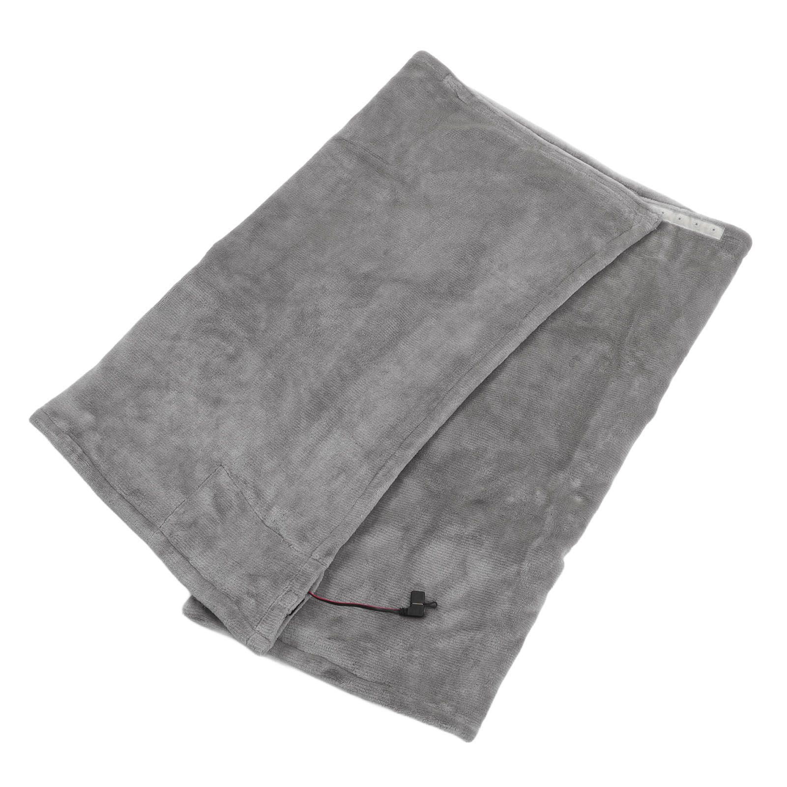 USB Electric Blanket Cozy Soft Portable Temperature Control Machine Washable Heated Shawl Throws for Car Home Travel Light Grey - Image 3